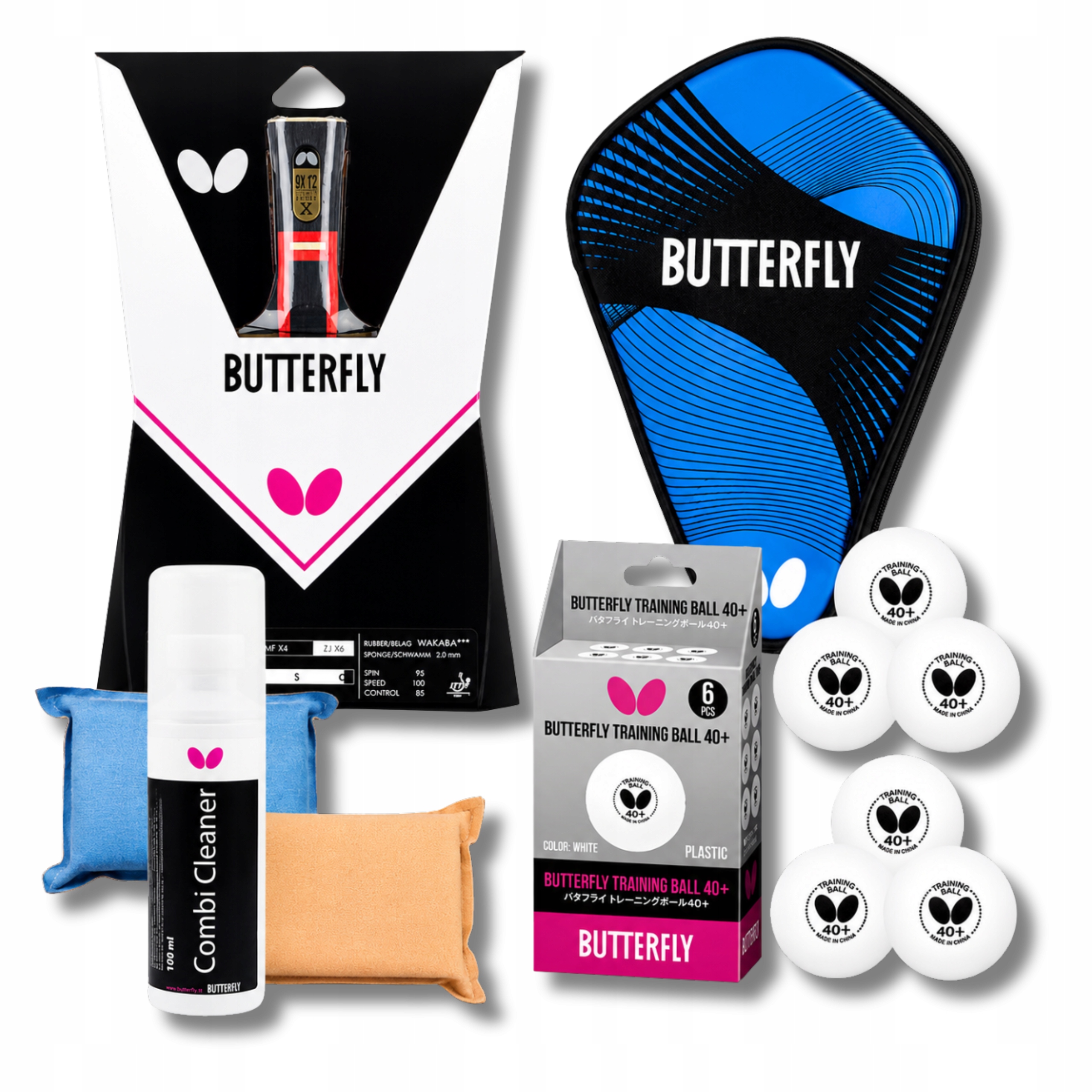 Sada Na Pingpongová Raketa Butterfly Zhang Jike, Obal, Míčky, Tekutina