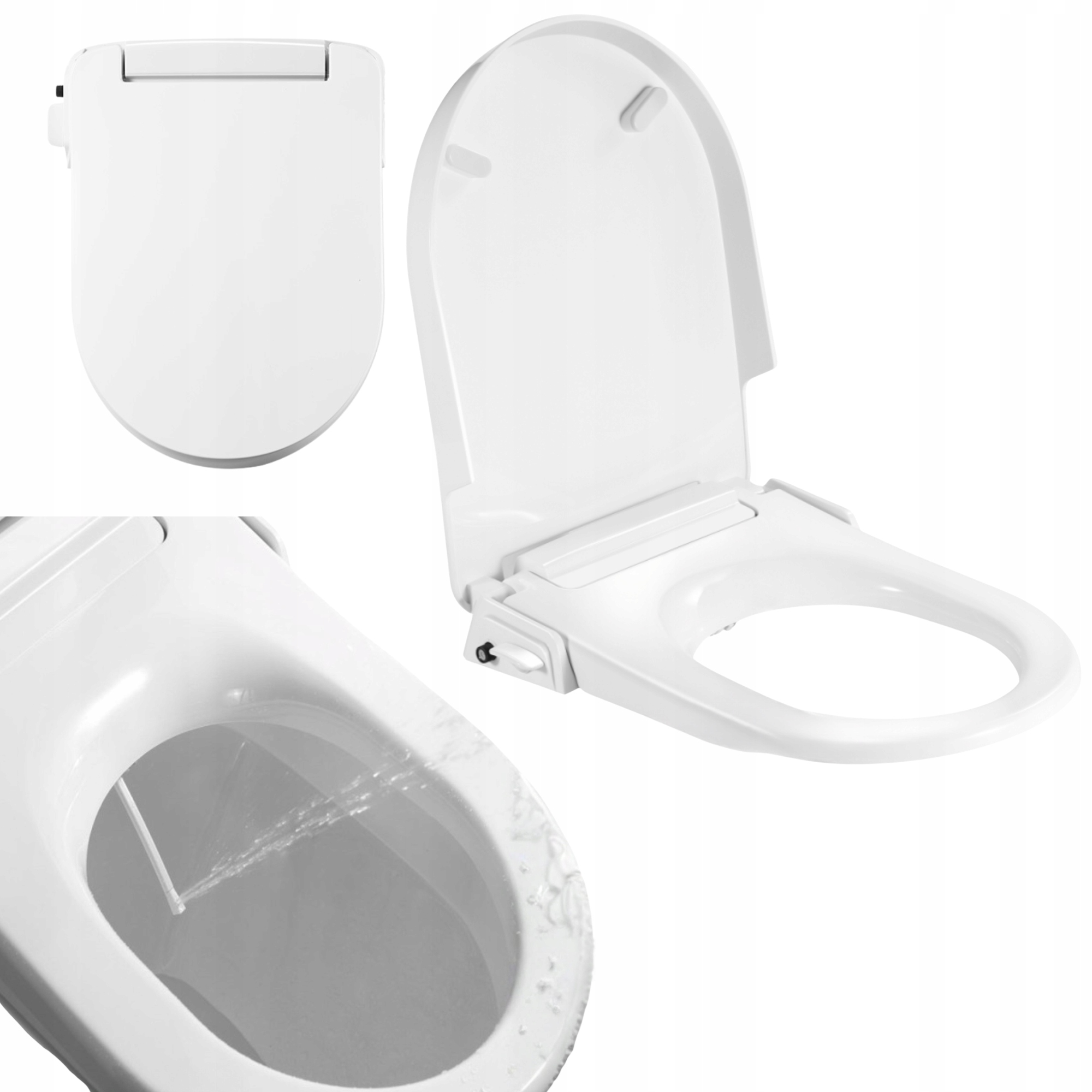 Wc Sedadlo S Bidetom s dvojitou tryskou tvar D komplet Pomaly Klesajúci