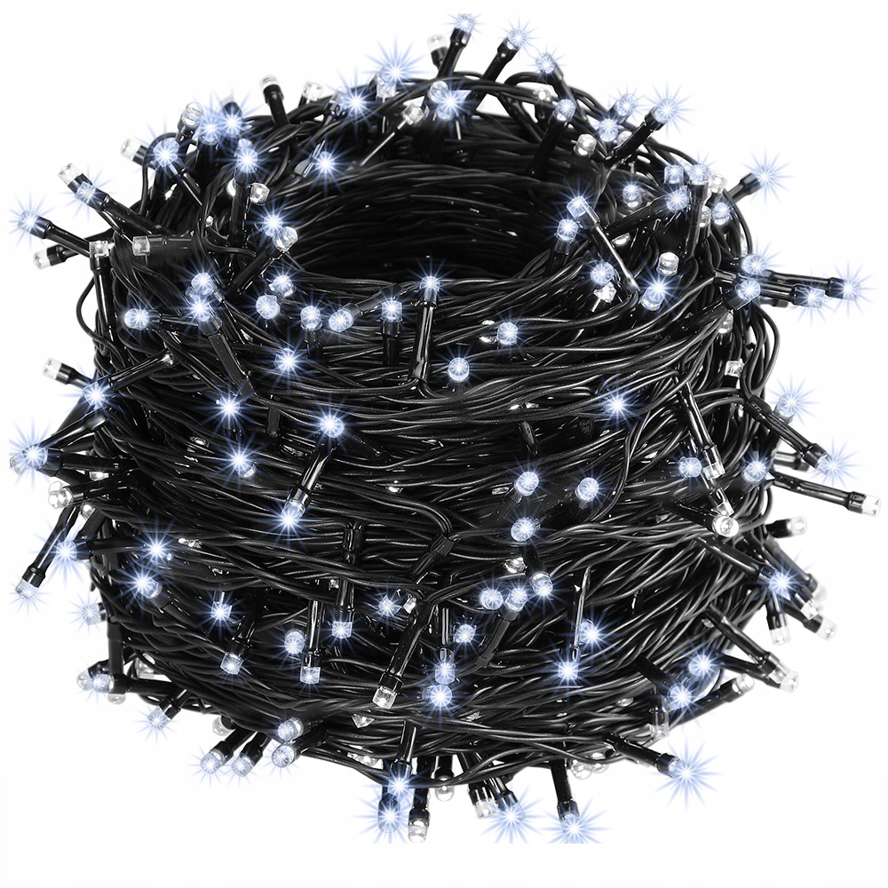 Lampki Choinkowe Łańcuch 20m 200 LED Zimna Biel