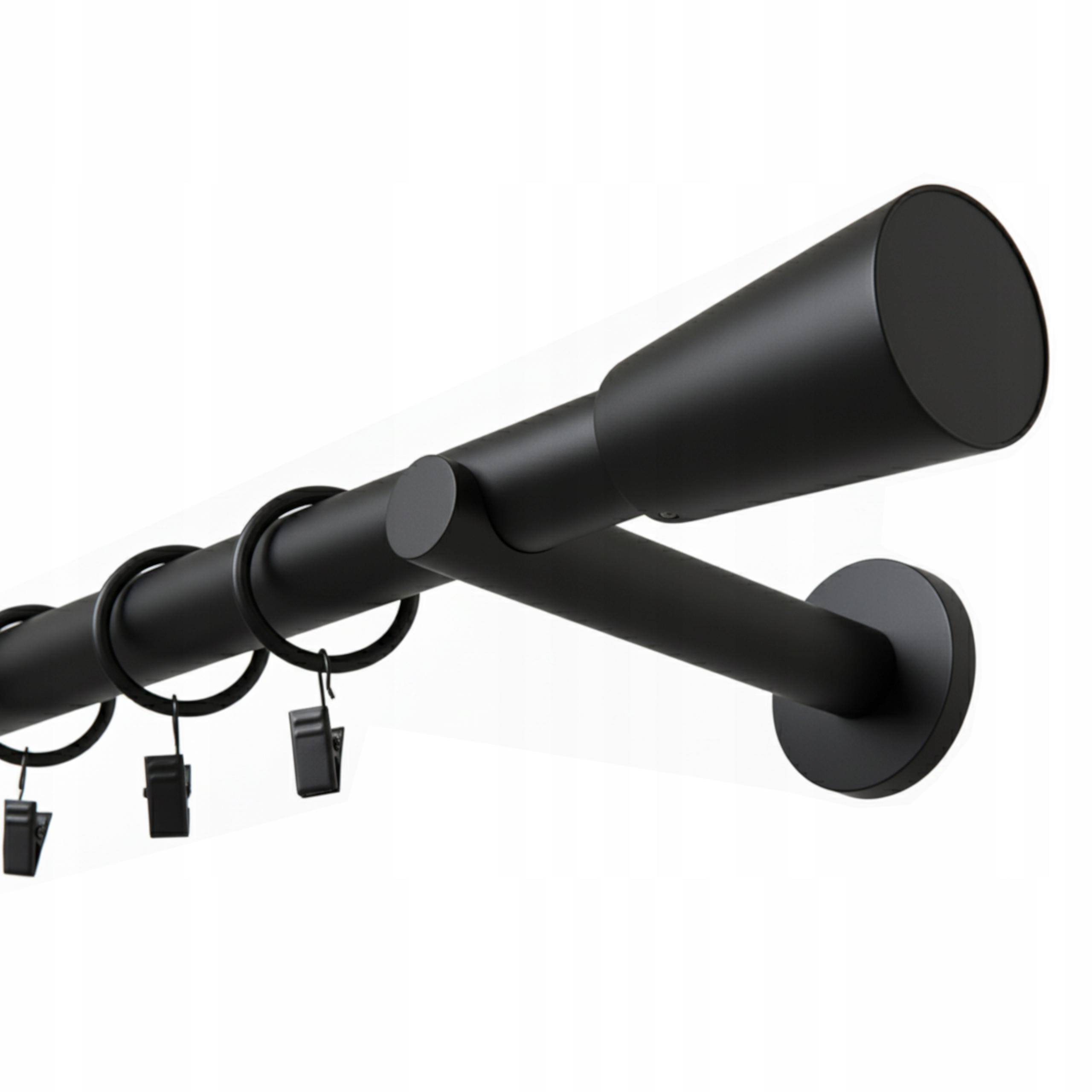 Jednoduchá Garnýž Kovový 25 mm MIX výběr Koncovek Černý Mat 360 cm