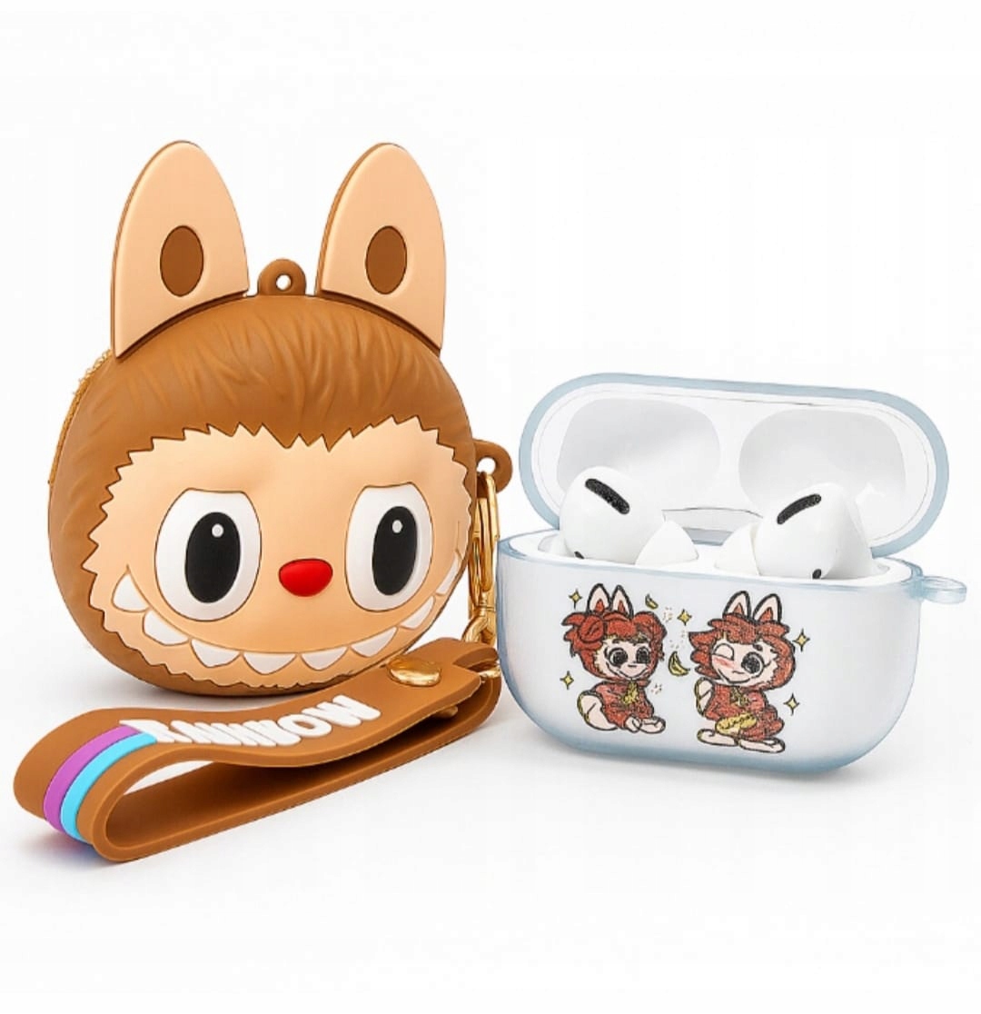 Bezdrátová sluchátka Labubu pro teenagery Přívěsek Na Klíče Pouzdro Sada