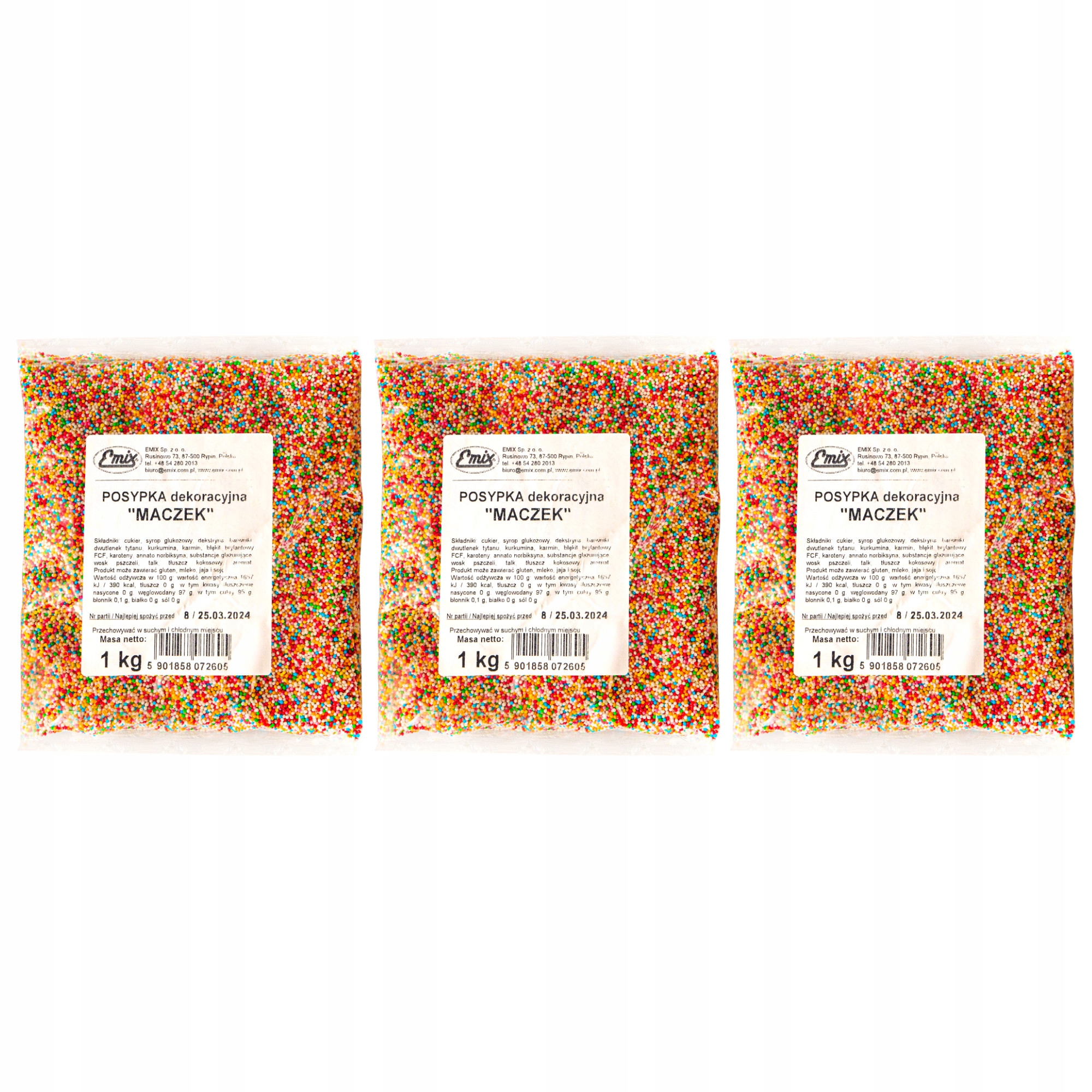 Posypka cukrowa maczek kolorowy Owocowy 3kg do lodów ciast tortu mix XL