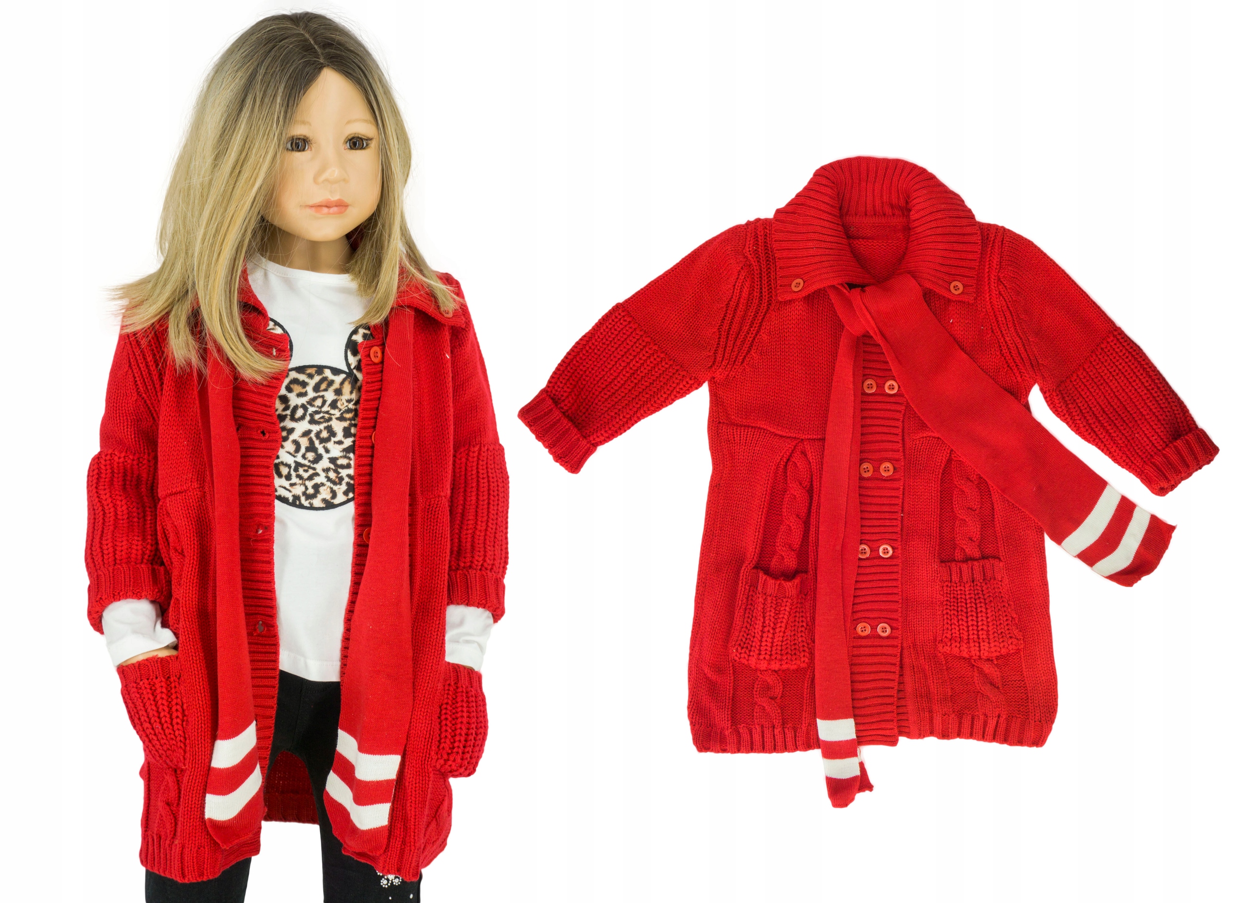 

M191 Rozpinany sweter kardigan rękaw 7/8 r 116