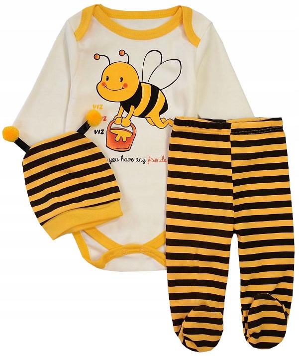 

Komplet Body Półśpiochy Czapka Pszczółka 3m J37C