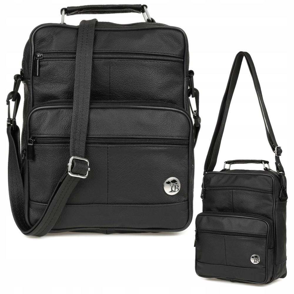 Męska Duża Torba Skórzana Czarna Do pracy szkoły podróżna Solidna Beltimore