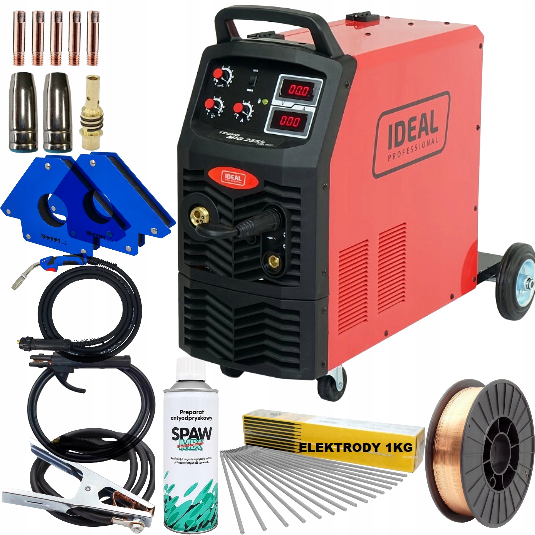 Tecno Mig 255 4x4 Pro Ideal 230/400V Mig Mag Mma Flux gotowy komplet do s