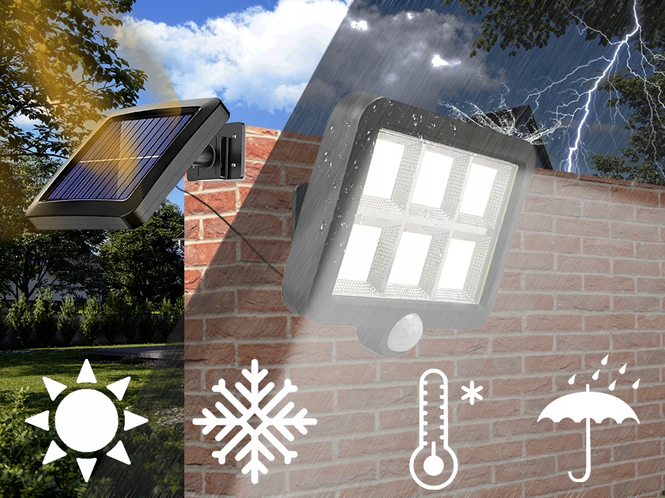 LAMPA SOLARNA CZUJNIK ZMIERZCHU I RUCHU 120 LED Moc lampy 120 W