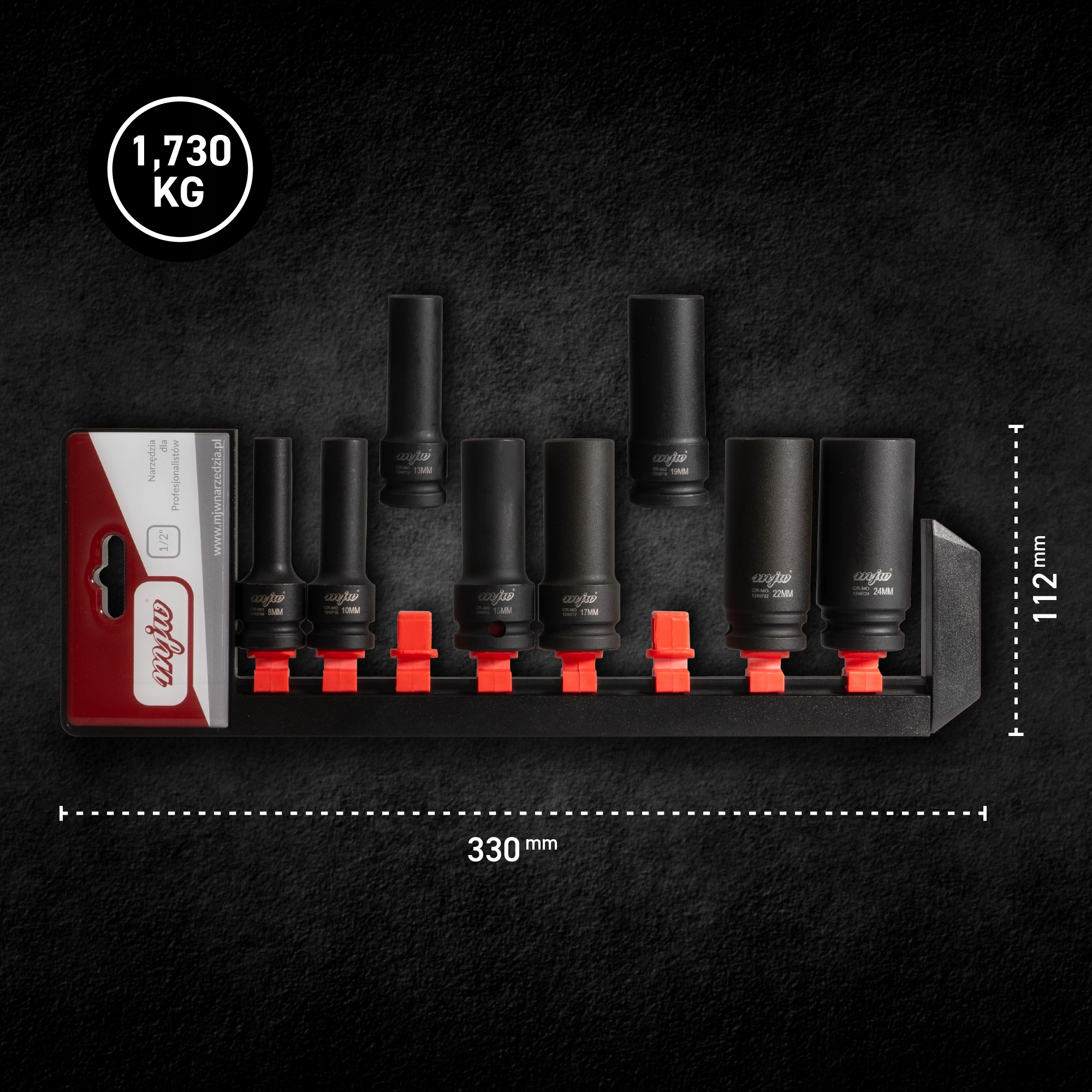 MJW Zestaw nasadek udarowych długich 1/2" 6-kąt Kod producenta 5901867204004