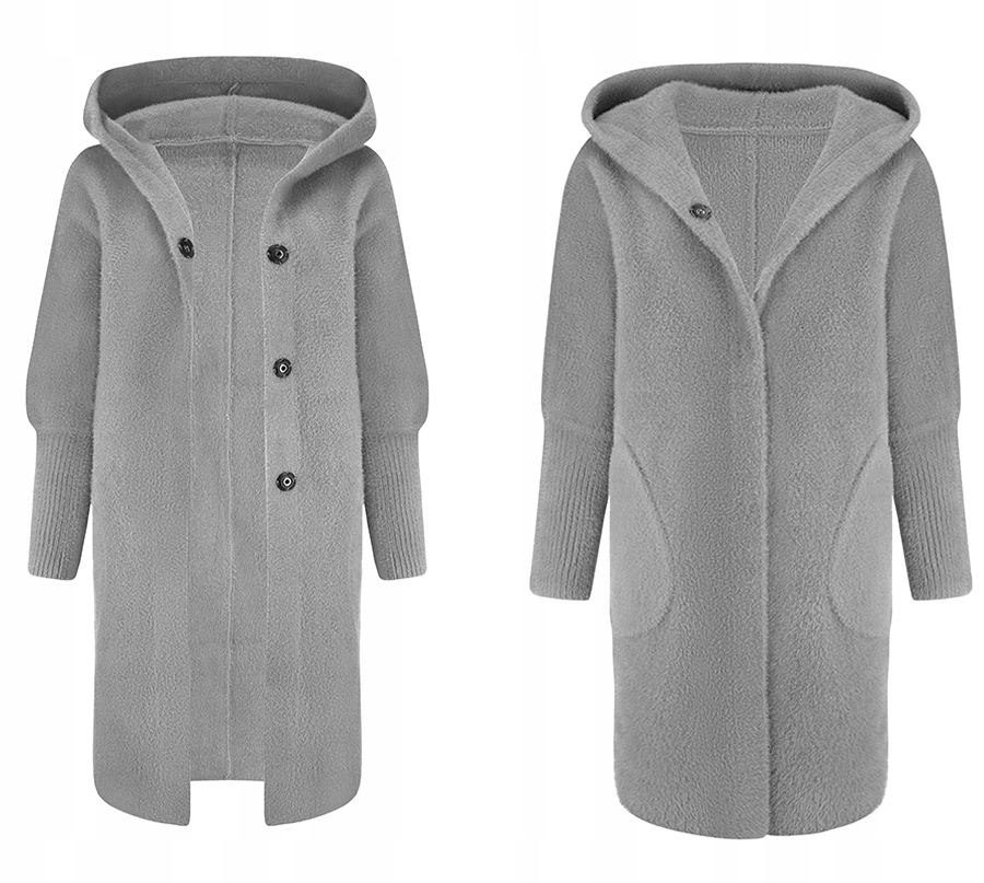 Teplá Alpaka Kabát Přehoz Vlna Barva Šedá