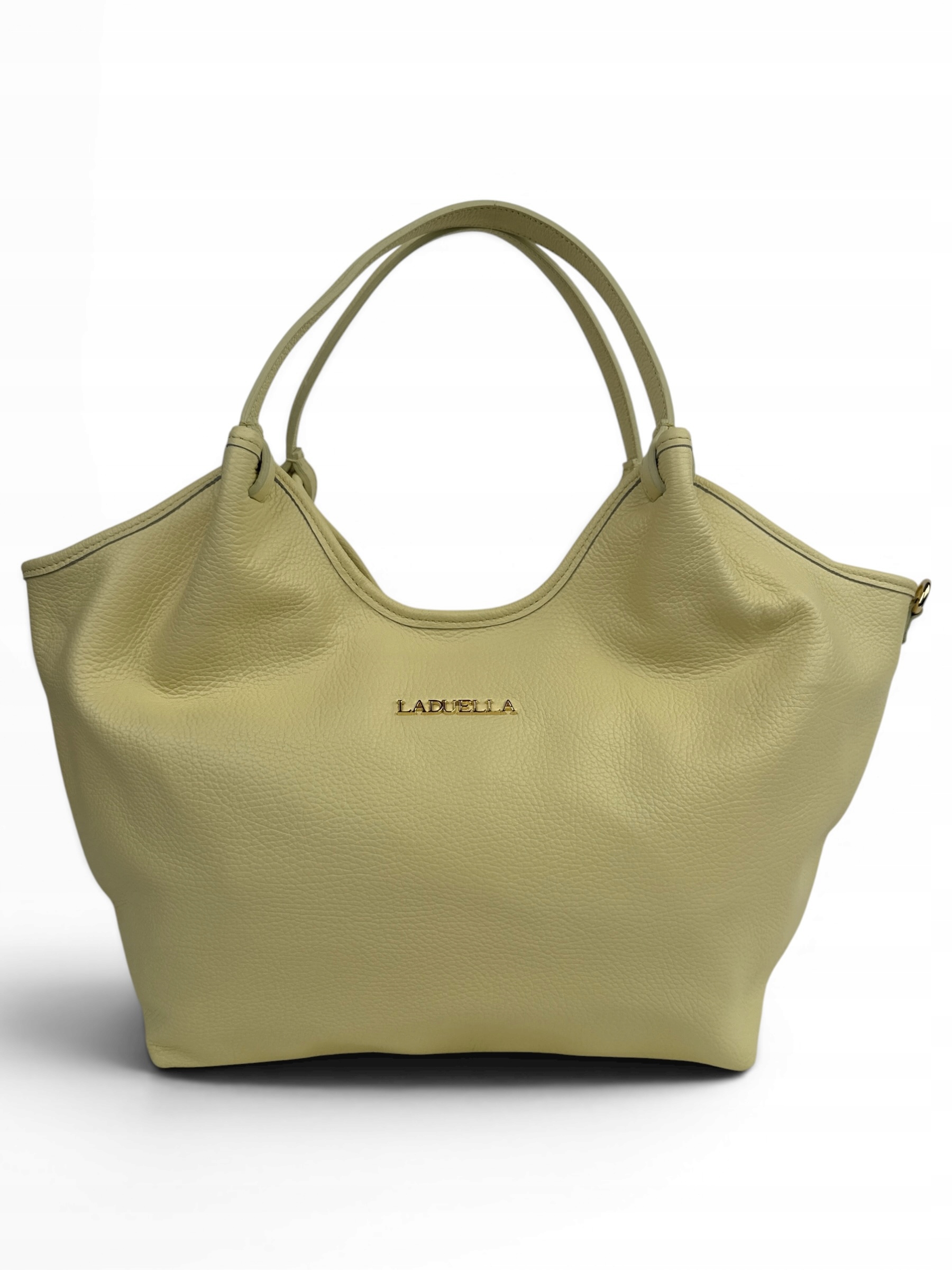 Laduella kožená kabelka shopper měkká, prostorná, přes rameno, světle žlutá