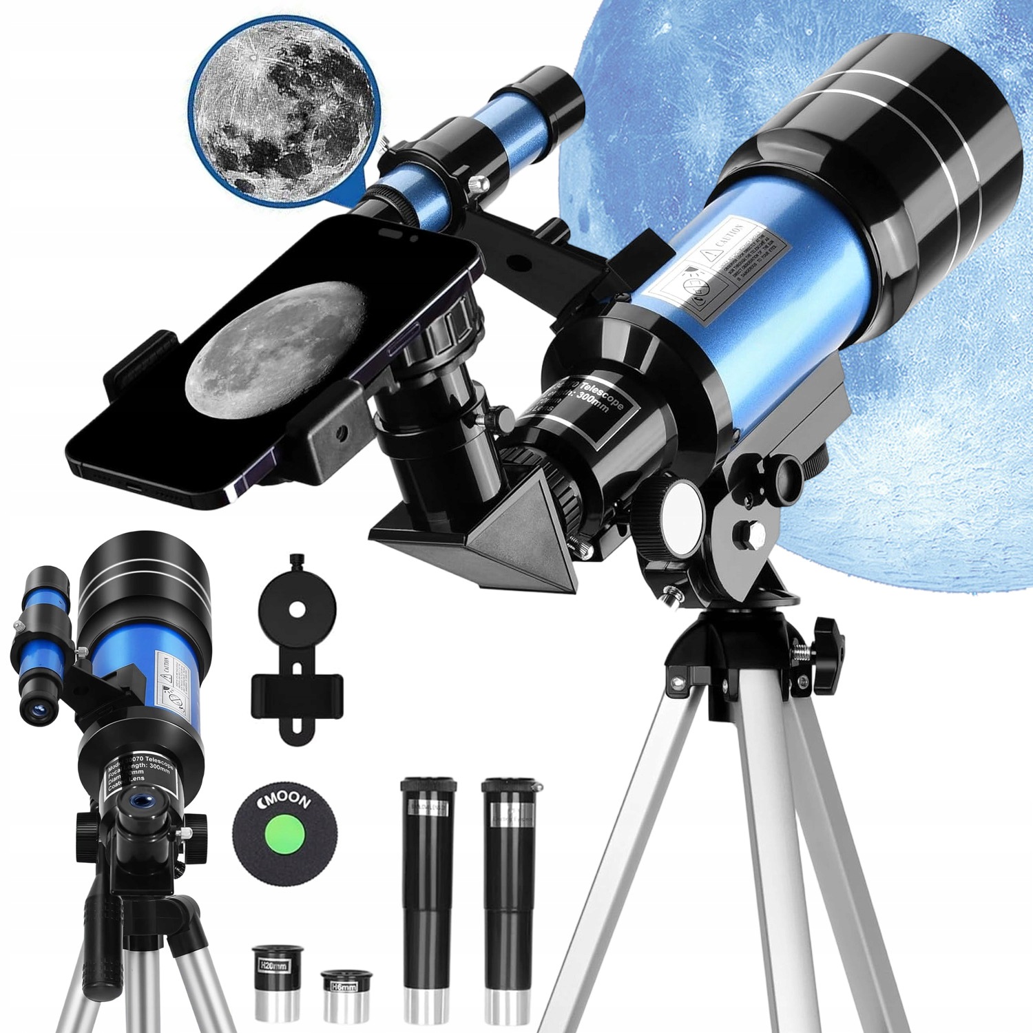 Astronomický Teleskop Dalekohled Pro Sadu 70/300 MM 15-150 X Příslušenství A Stativ