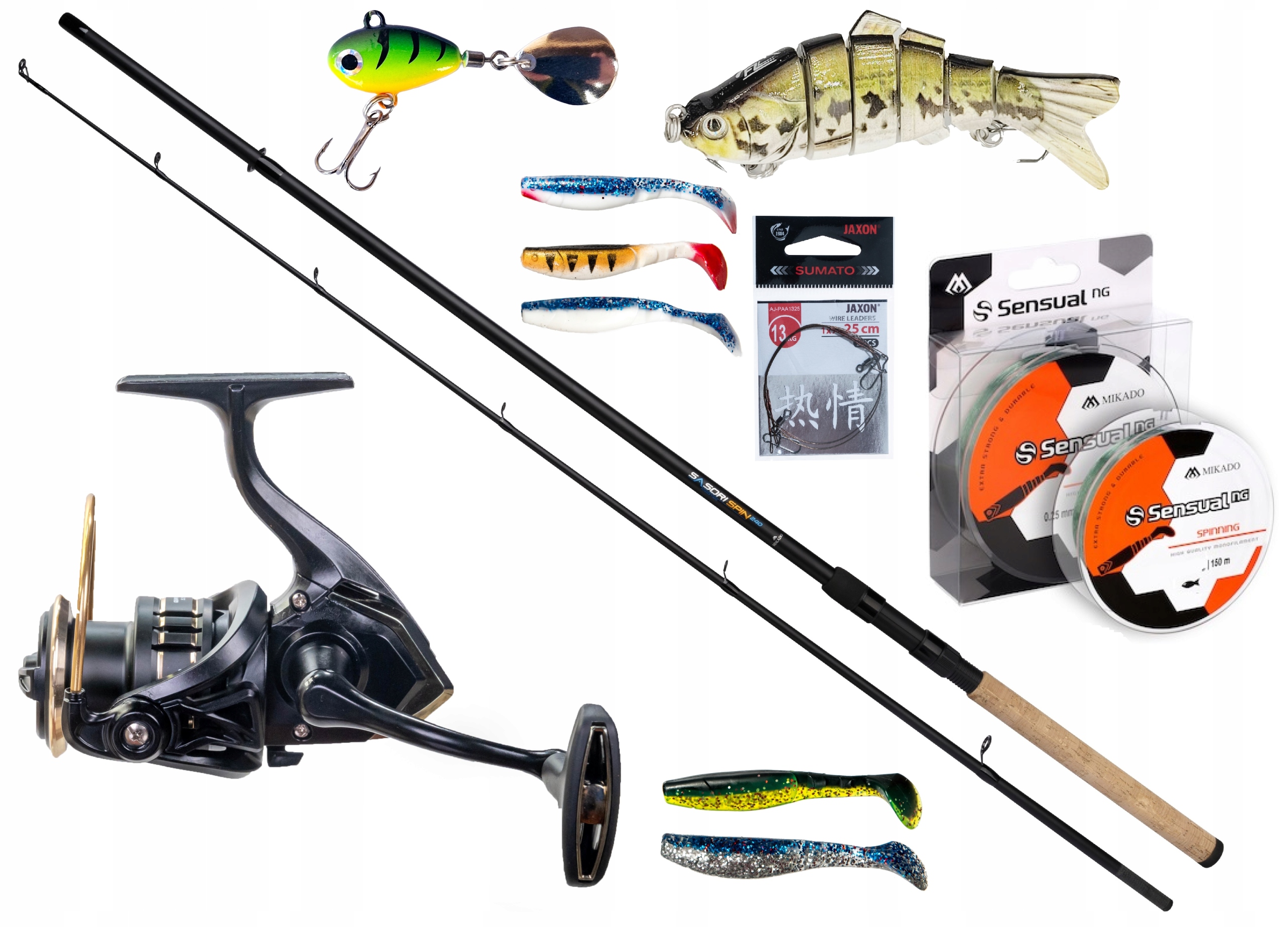 Zestaw Wędkarski Spinningowy Wędka Spinning Mikado Żyłka Kopyto Wobler