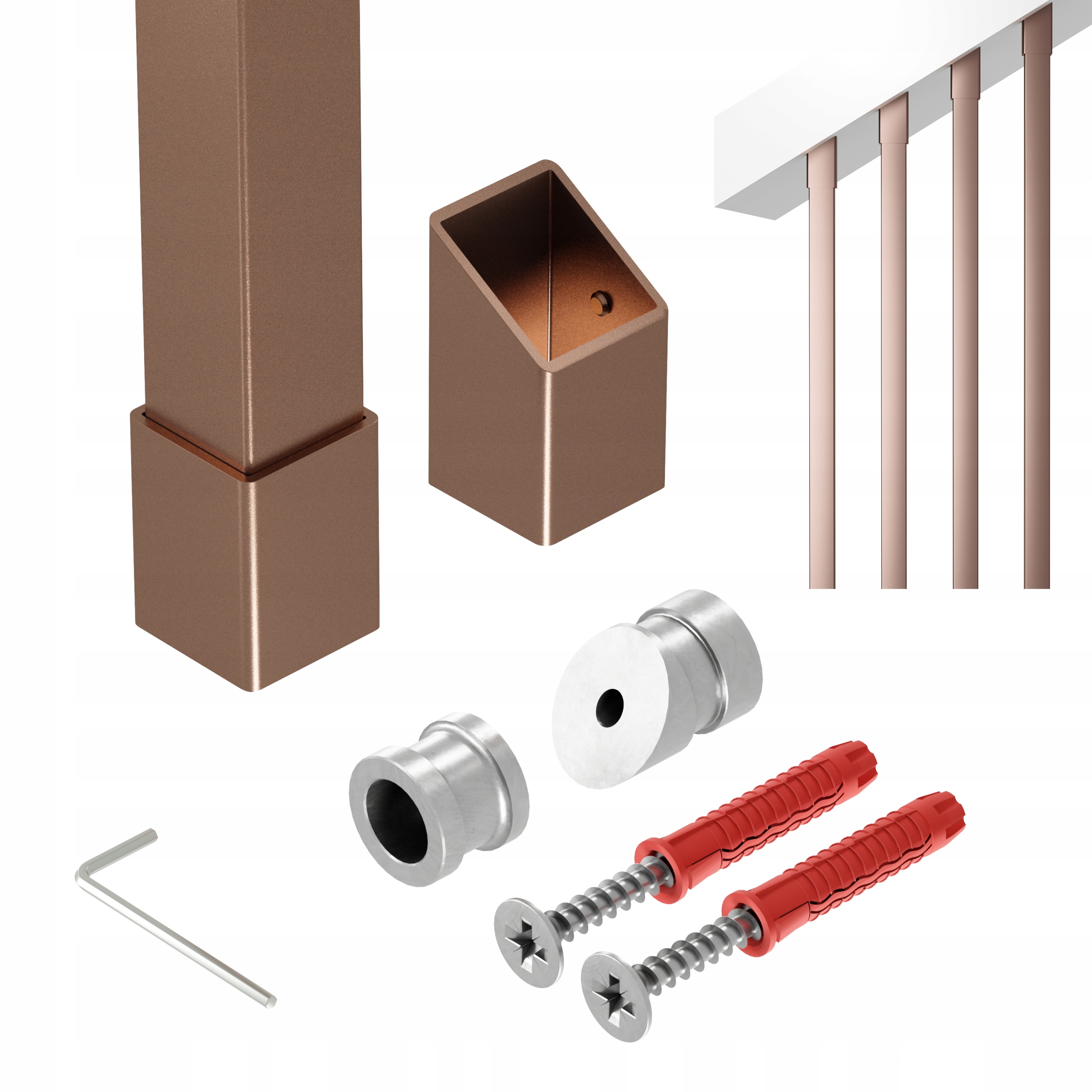 Zábradlí na schody šikmé 32 st Harfa 25x25 mm měď 295 cm Paxo 32