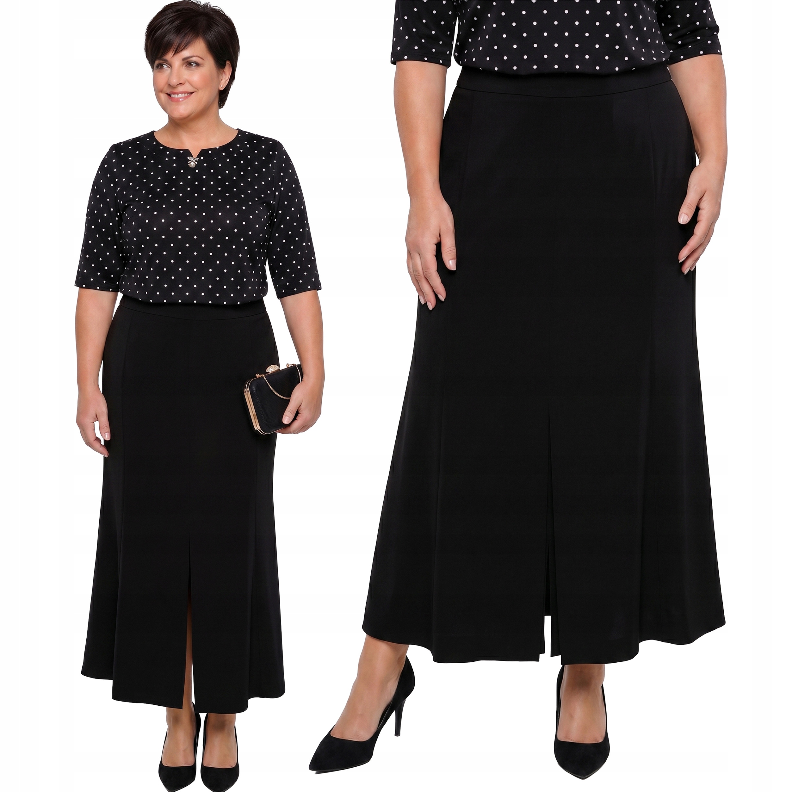 Černá sukně s rozparky plus size velikost 50