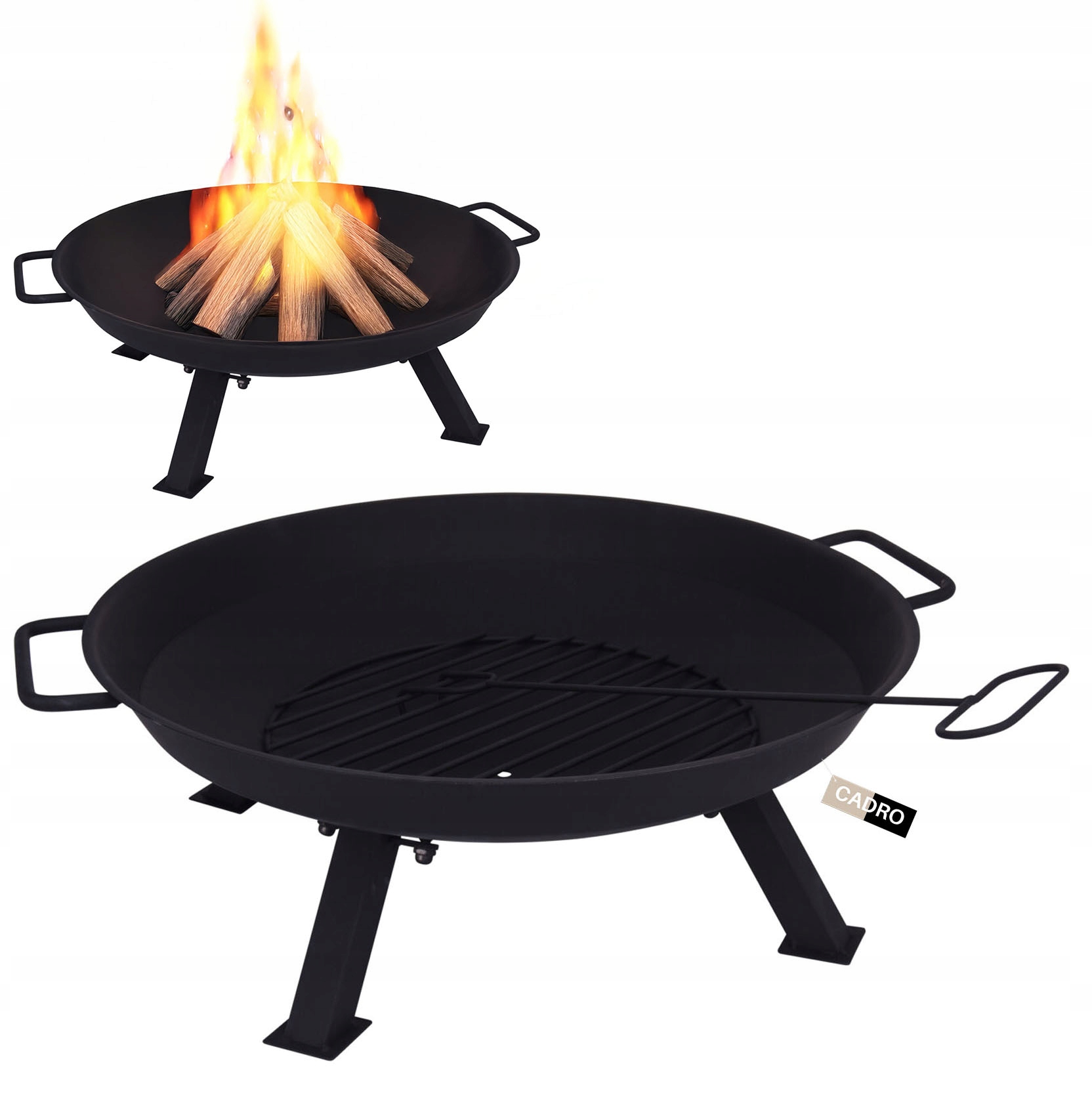 Palenisko ogrodowe do ogniska grilla kociołka stalowe czarne 56x22 cm