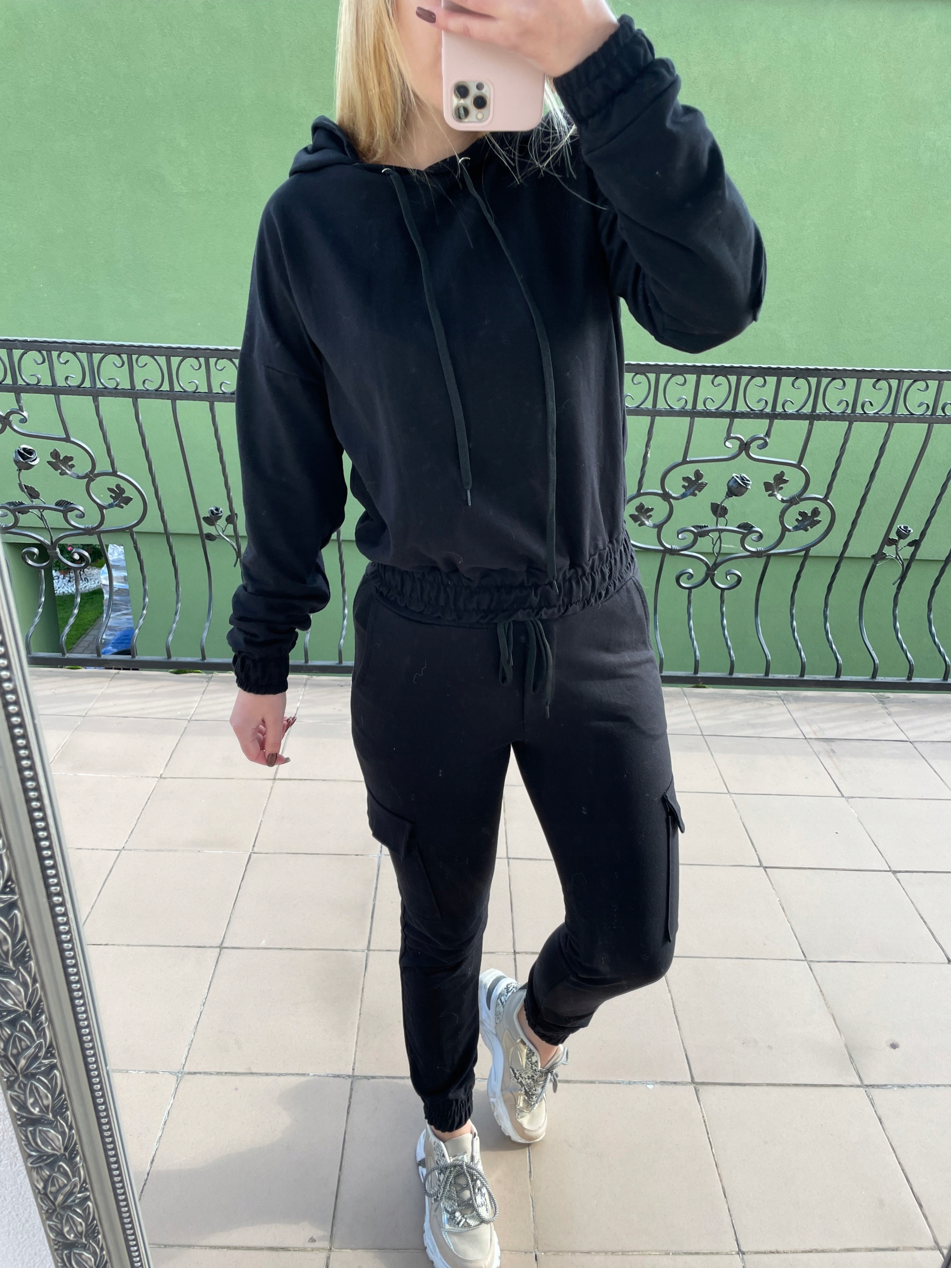 Tepláková Souprava Mikina Kalhoty Zip Black