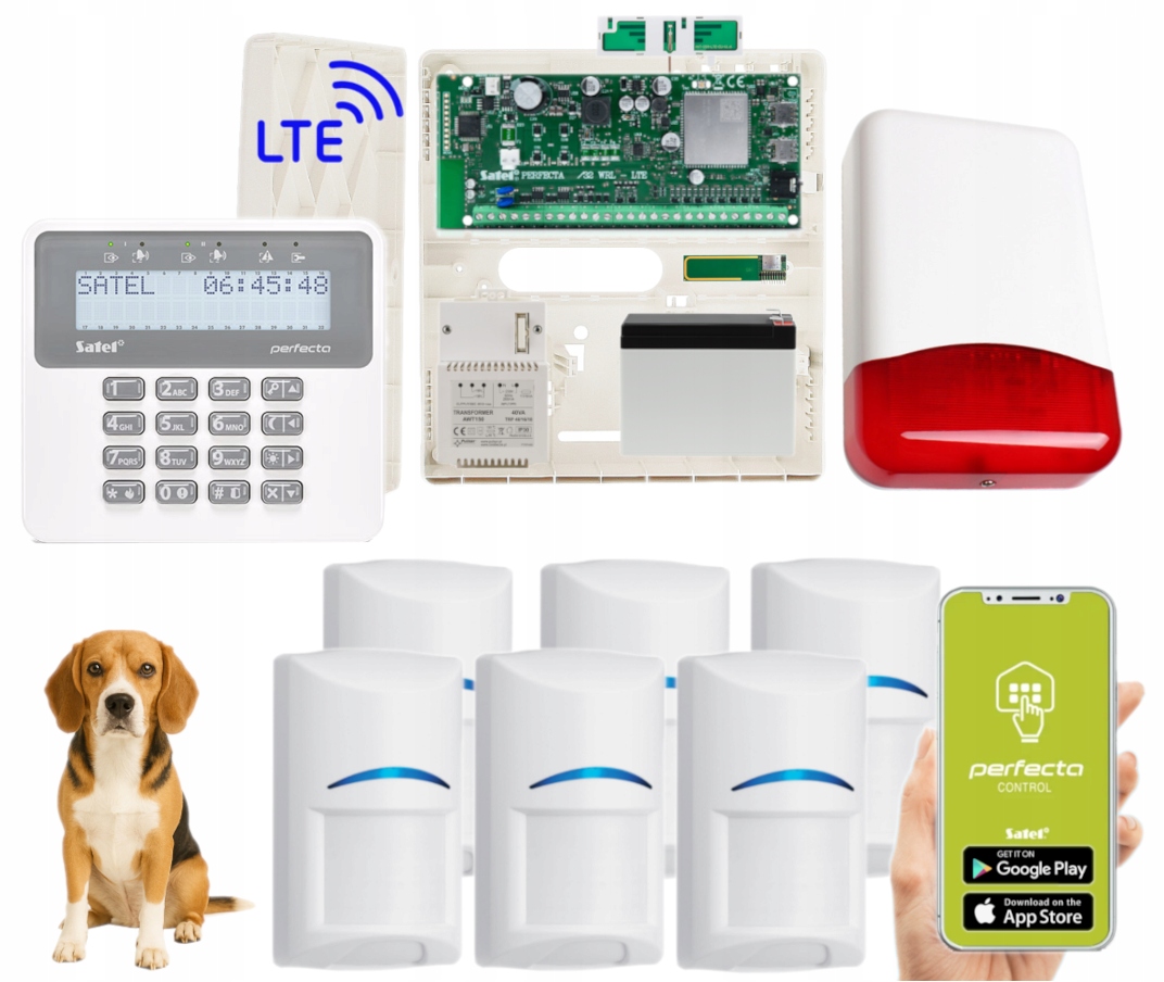 System Alarmowy Satel Perfecta 32 Lte Set Wrl 6 Czujek Syrena Aplikacja