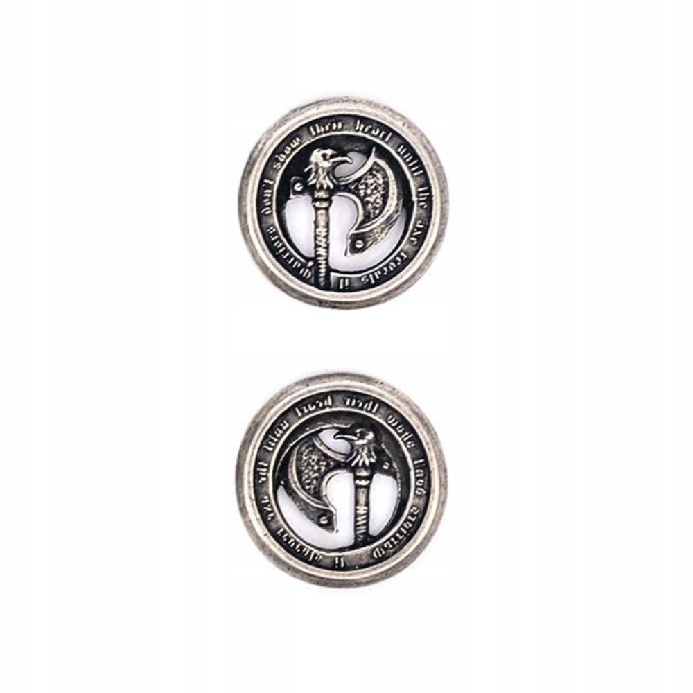 WYPOSAŻENIE POSZUKIWACZA PRZYGÓD - TOPÓR - SREBRNA METALOWA MONETA 1 SZT