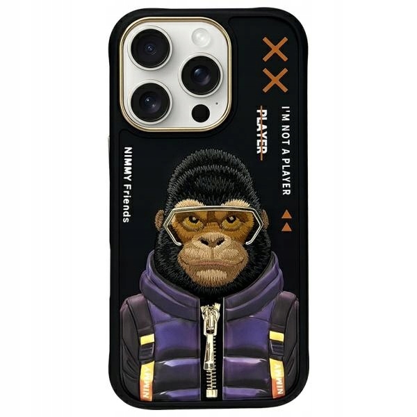 Etui Nimmy Cool&Cute 2. 0 Monkey na iPhone 16 Pro czarne Nimmy