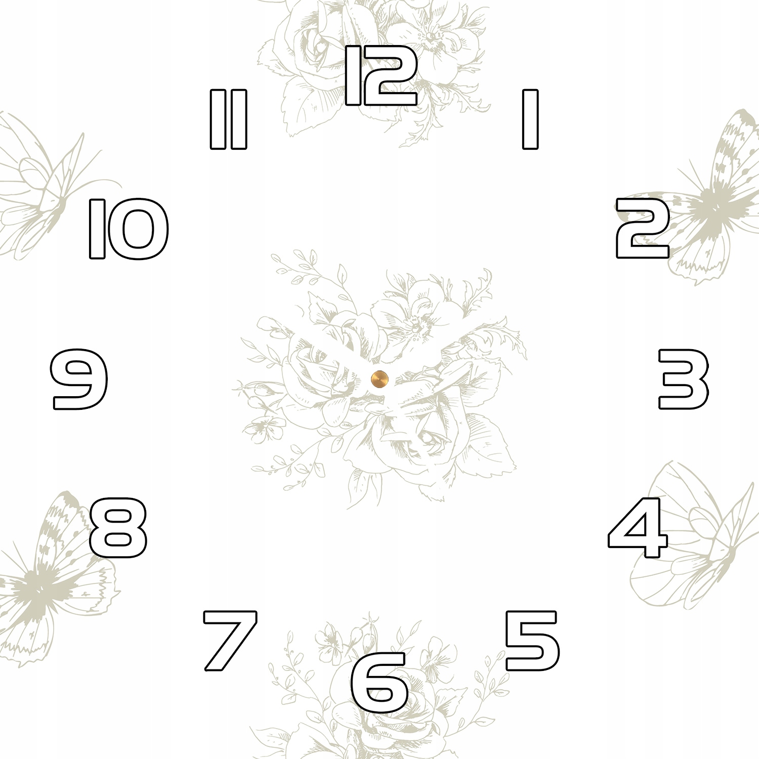 

Ładny zegar na szkle Motyle wokół kwiatów 30x30 cm