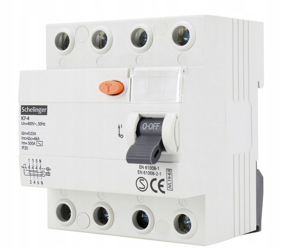 Proudový Jistič Ac 4P 63A 30mA Schelinger A03-K7-4-63-030