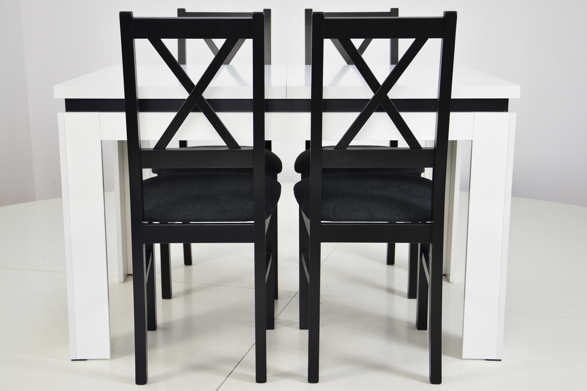 4 CZARNE krzesła SKANDYNAWSKIE i stół 80x120 BIAŁY Kod producenta N-10 + C-6