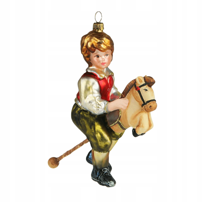 Vianočná Guľa Sklenená Komozia Chlapec Na Koníku Hobby Horse