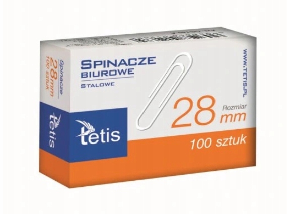 

Spinacze biurowe okrągłe 28 mm, 100 sztuk