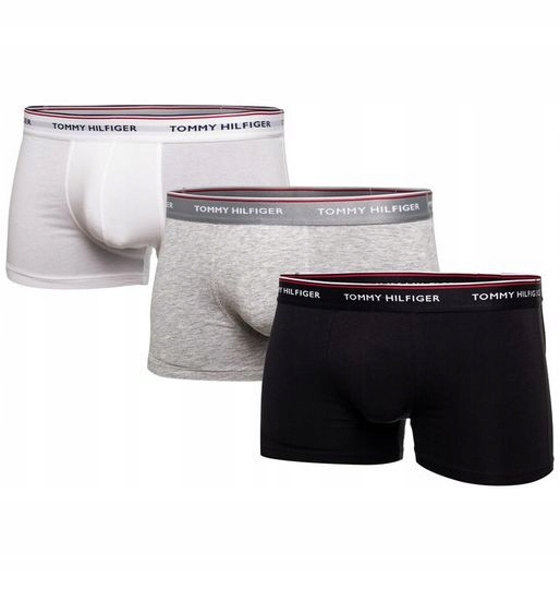 Pánské Boxerky Tommy Hilfiger Černé Bílé 3 Pack Bavlna 3 Páry Box vel. M