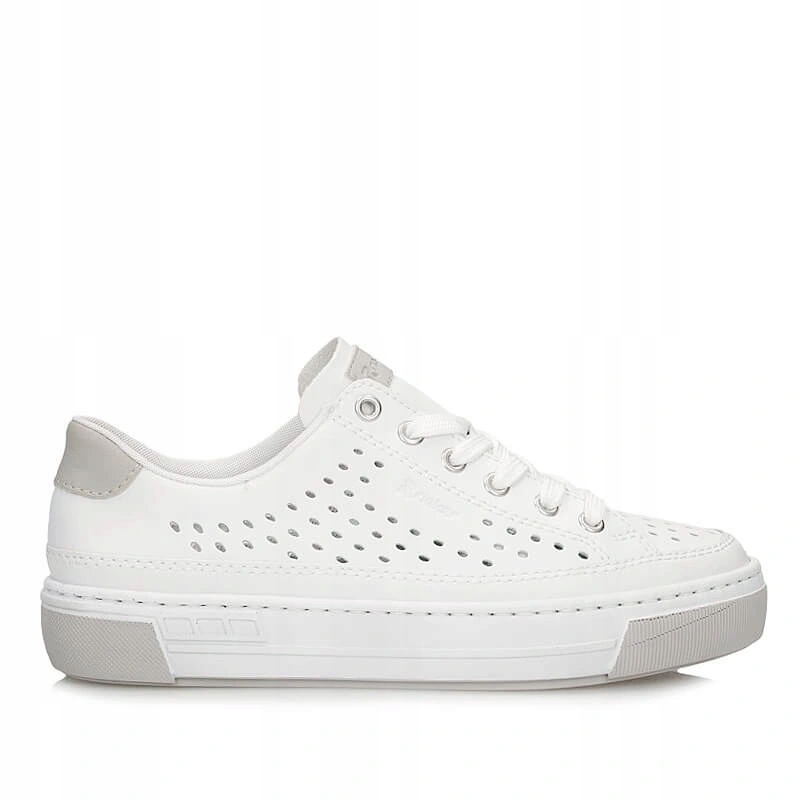 Dámské tenisky Rieker L8849-80 bílé, kožené šněrovací polobotky