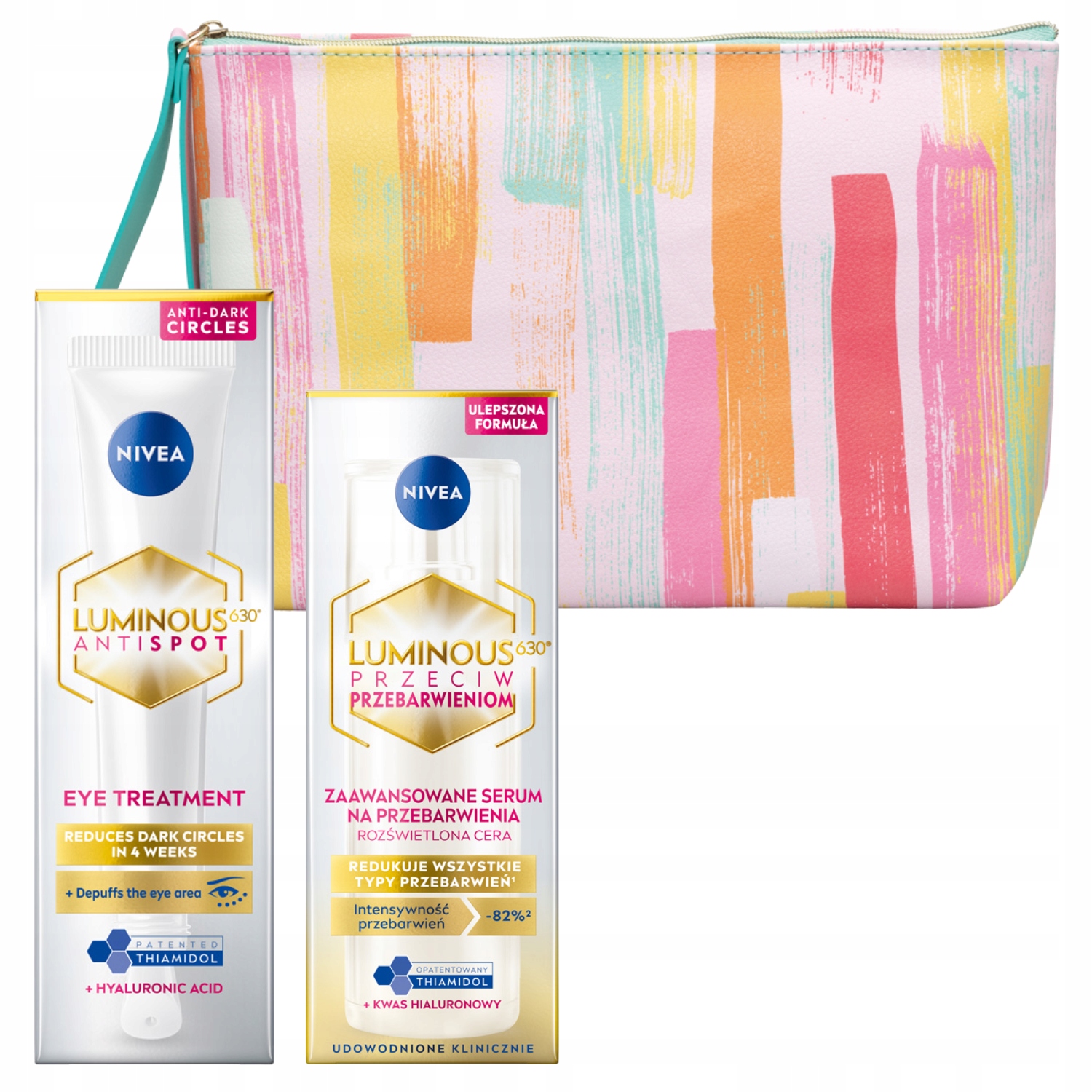 Nivea Luminous Sada séra proti pigmentovým skvrnám krém pod oči kosmetická taštička