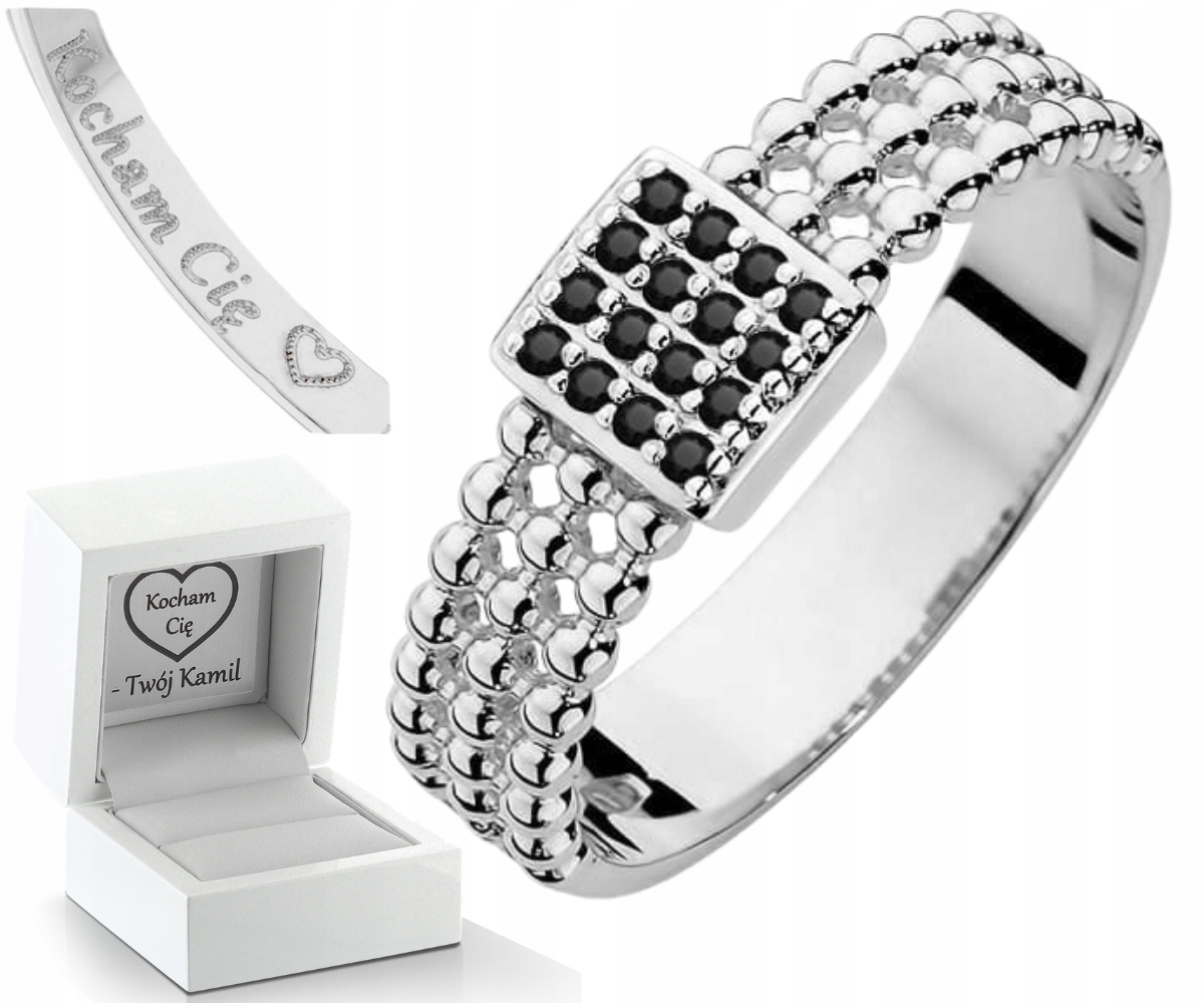 Prstýnek Z Bílého Zlata S Černými Brilianty Zlato 585 Dárek Gravírování