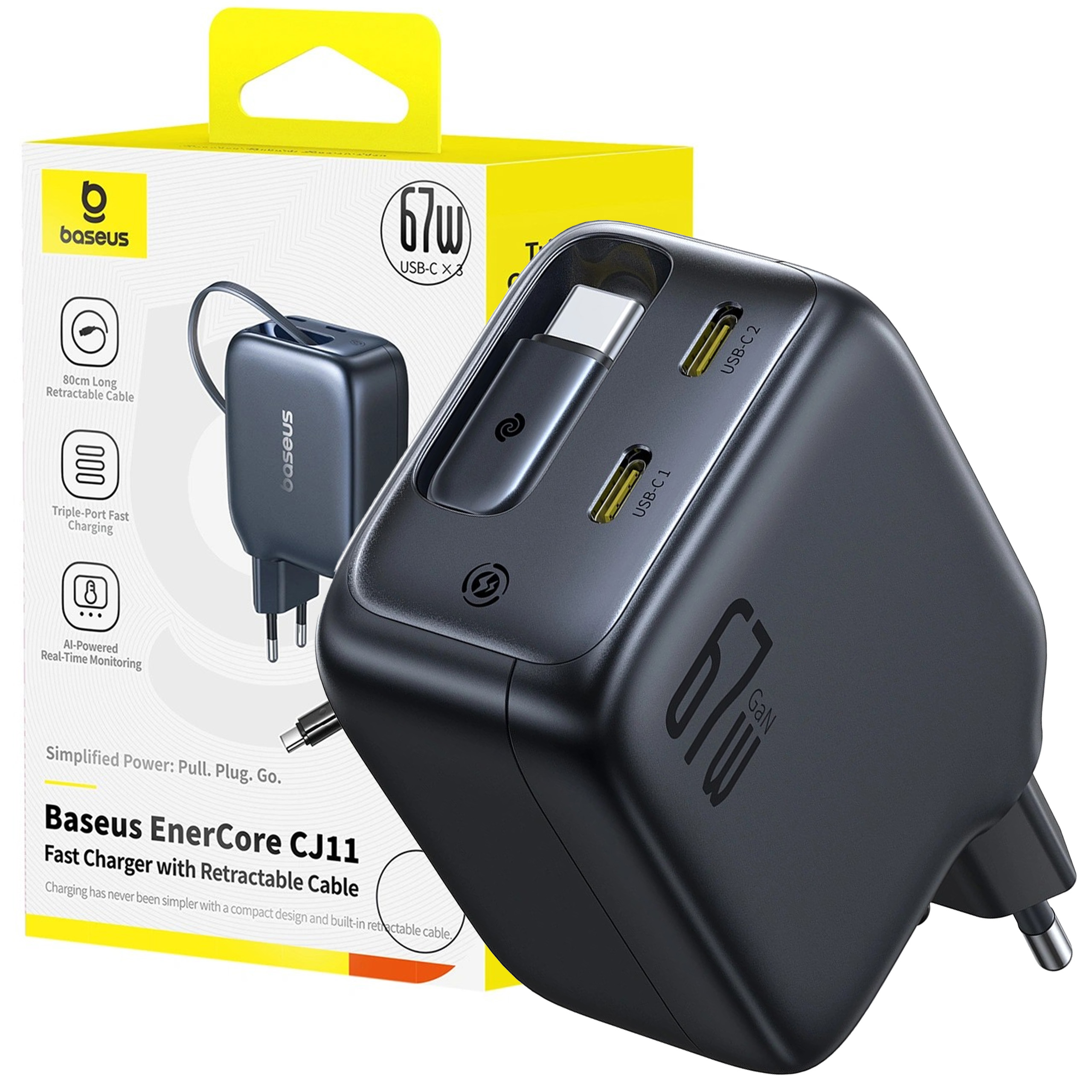 Baseus Síťová Nabíječka Pro Telefon Laptop 67W 2X Usb-c Usb-c Kabel