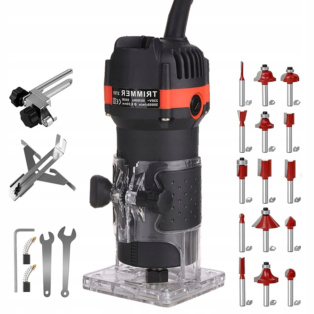 Horní Frézka 800 W, Vysoce Kvalitní Abs Kov, 15 Fréz