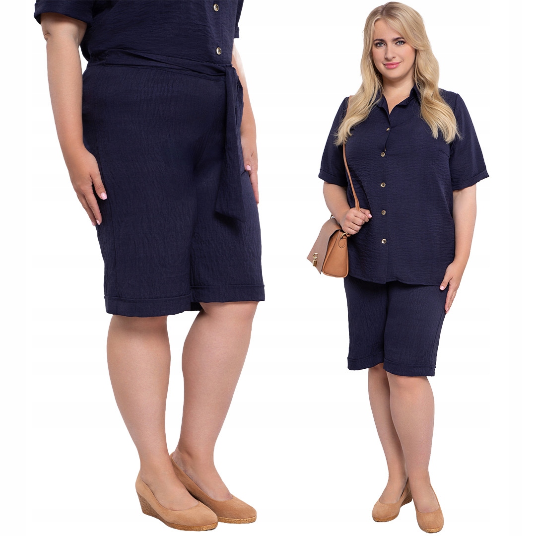 Tmavě modré šortky se zavazováním 52/54