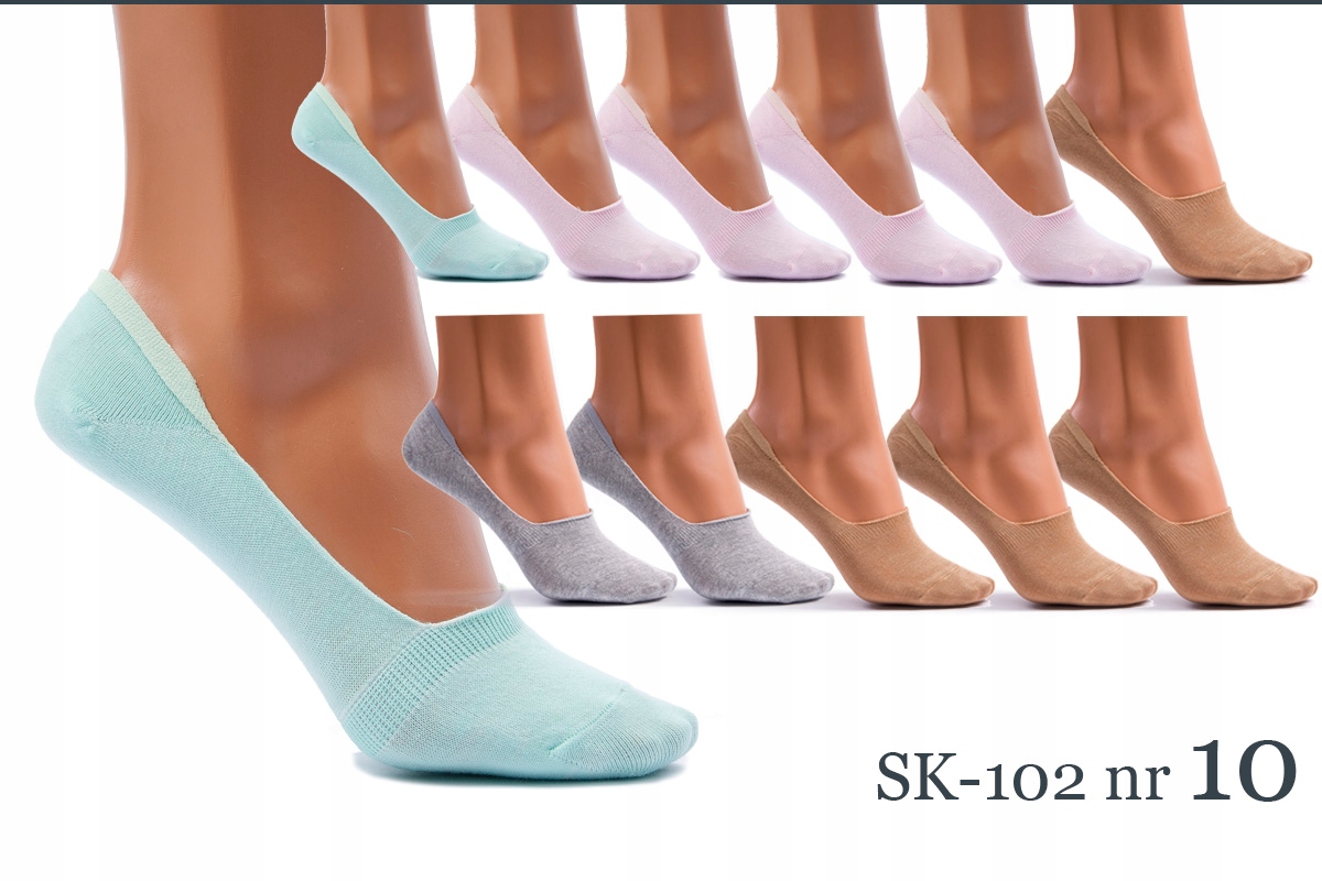 

12 x Stopki Damskie Skarpetki Niskie Silokon 35-38