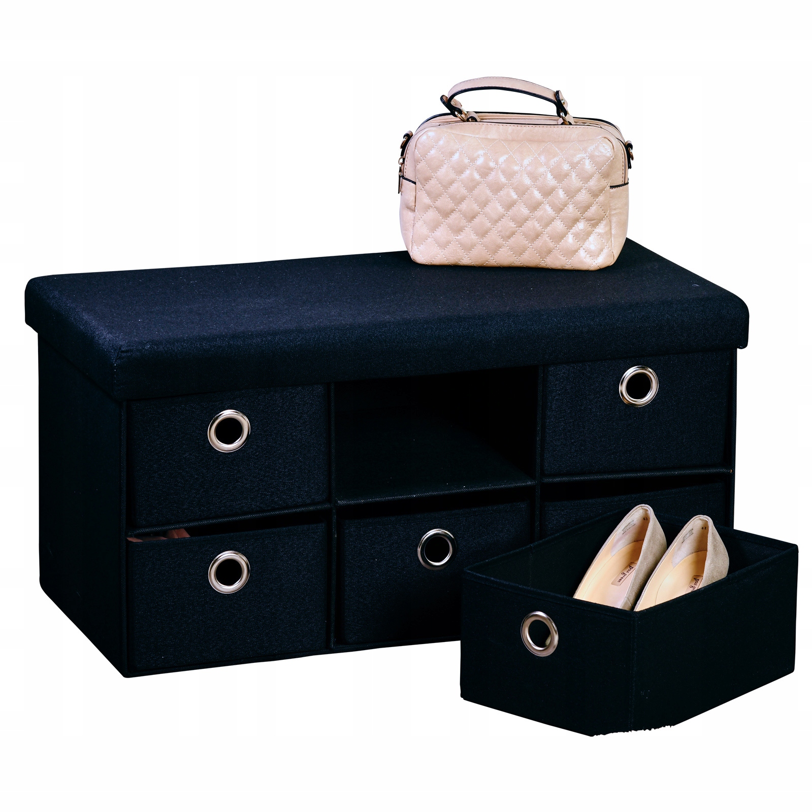 Sedadlo Do Předsíně Botník Se Sedákem A Zásuvkami Černá