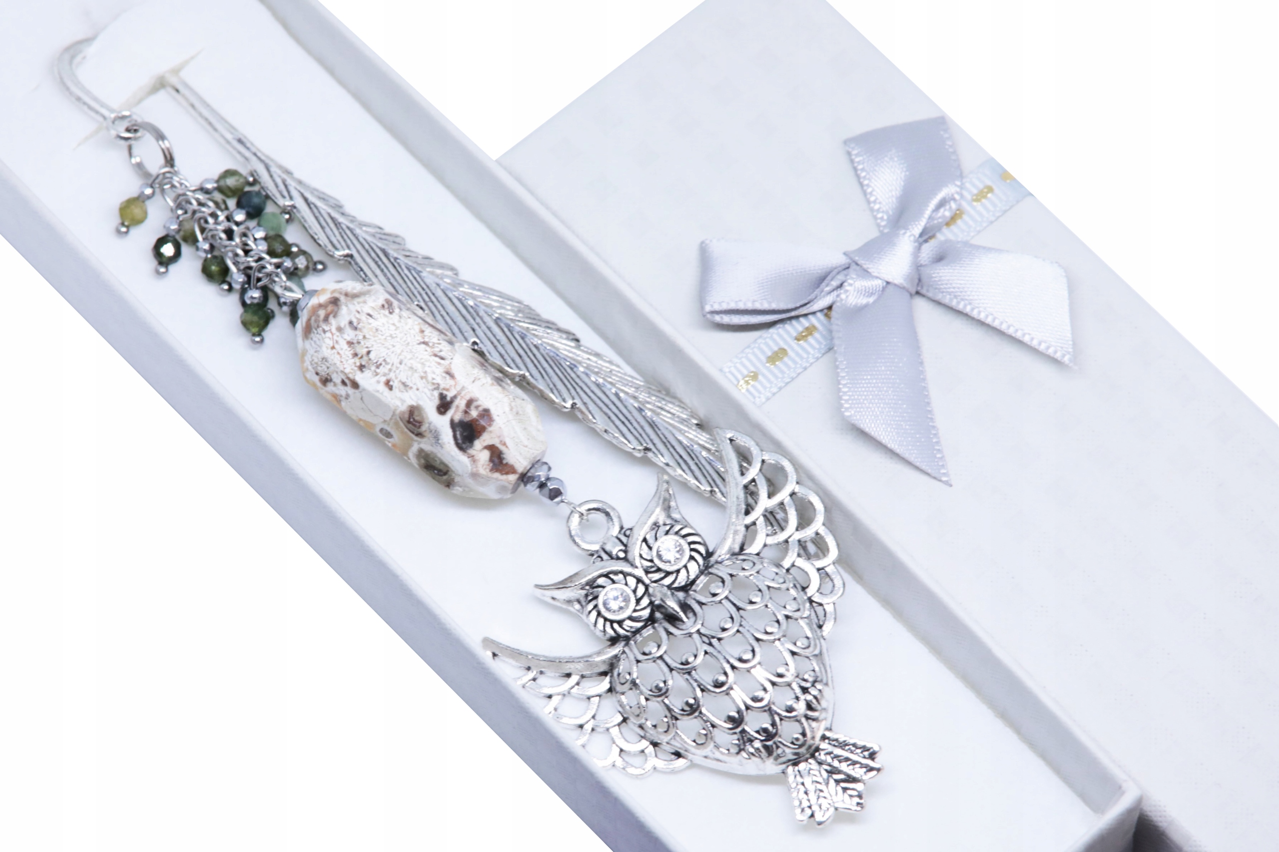 jedinečná Záložka Do Knihy Premium sova turmalín achát kameny Krabička