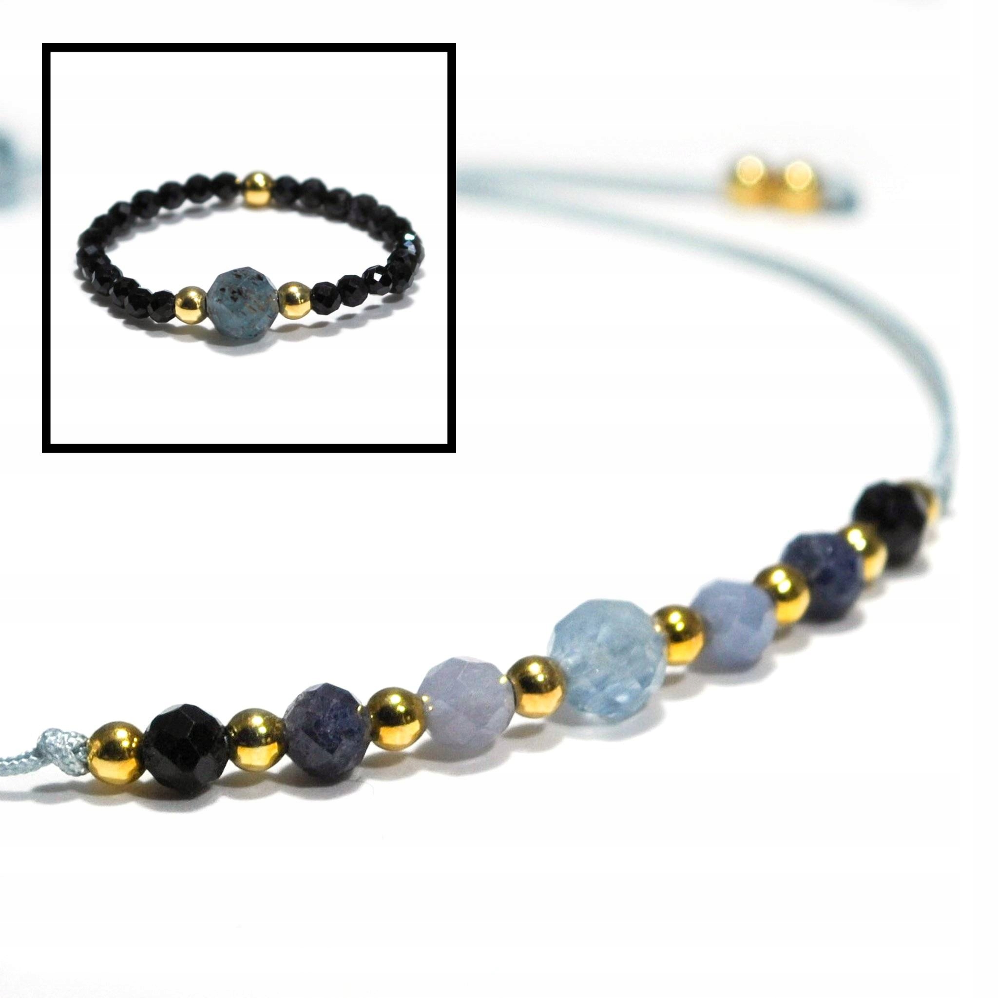 Sada náramků z přírodních kamenů Prstýnek Dárek k Vánocům