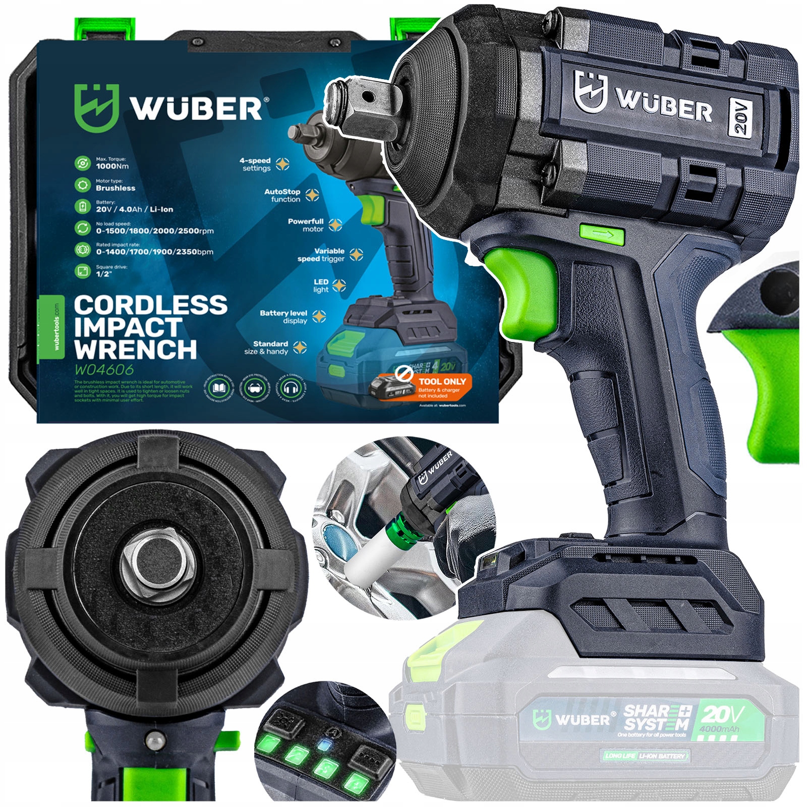 Aku Rázový Utahovák Na Kola 1000NM Bezkartáčový Elektrický Kufr