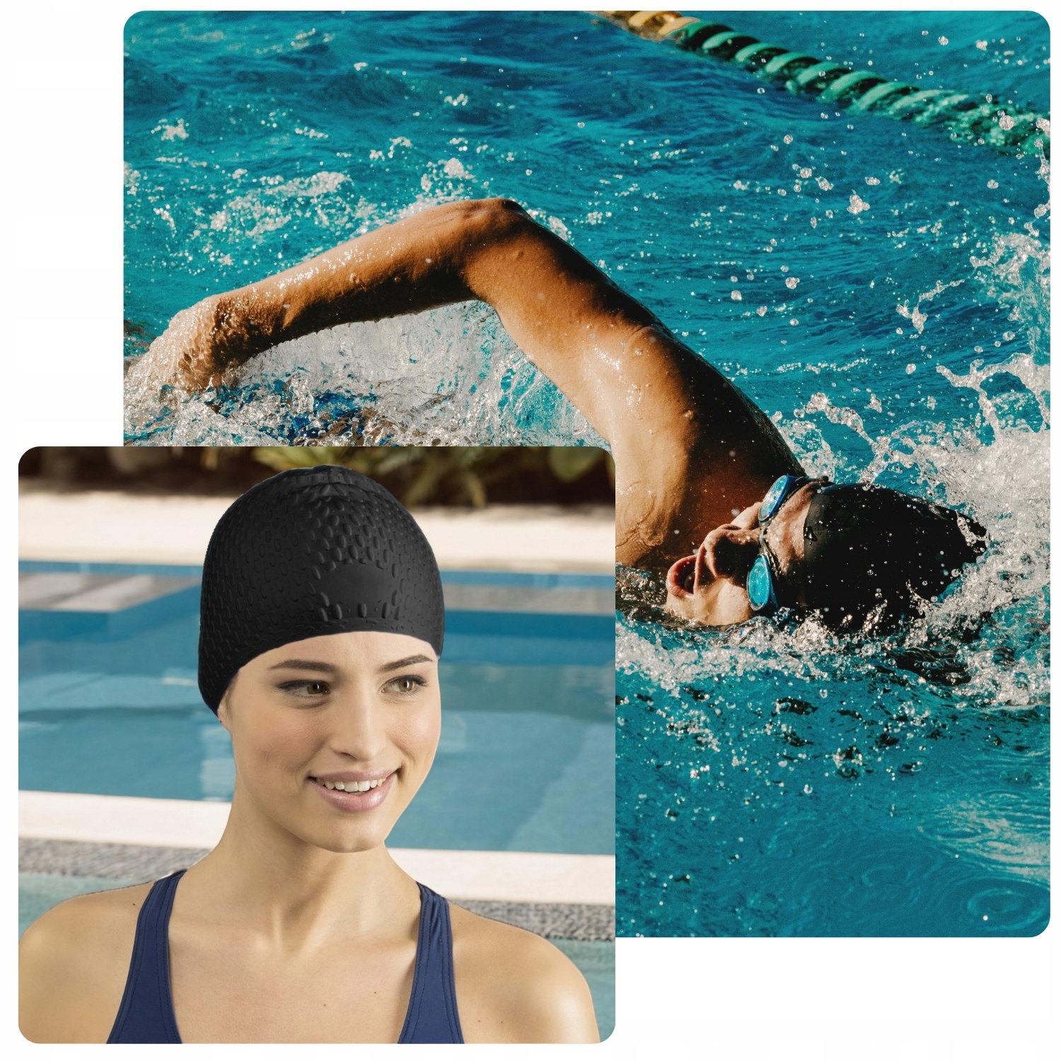 CZEPEK SILIKONOWY DO PŁYWANIA NA DŁUGIE WŁOSY KĄPIELOWY NA BASEN PŁYWACKI Marka Pretorians