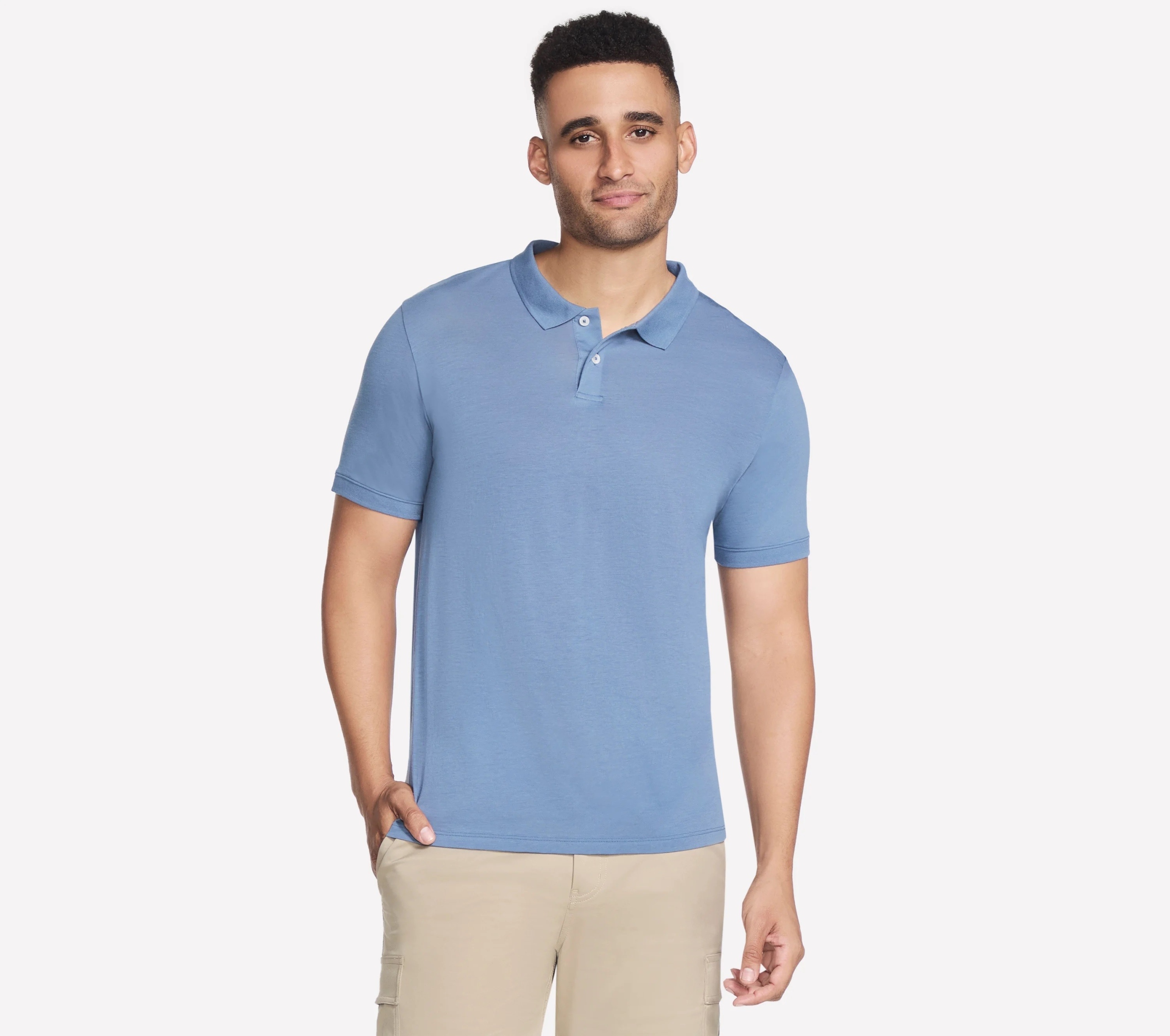 Tričko pánské Skechers Go Dri Pima Signature Polo denim TP97 Den