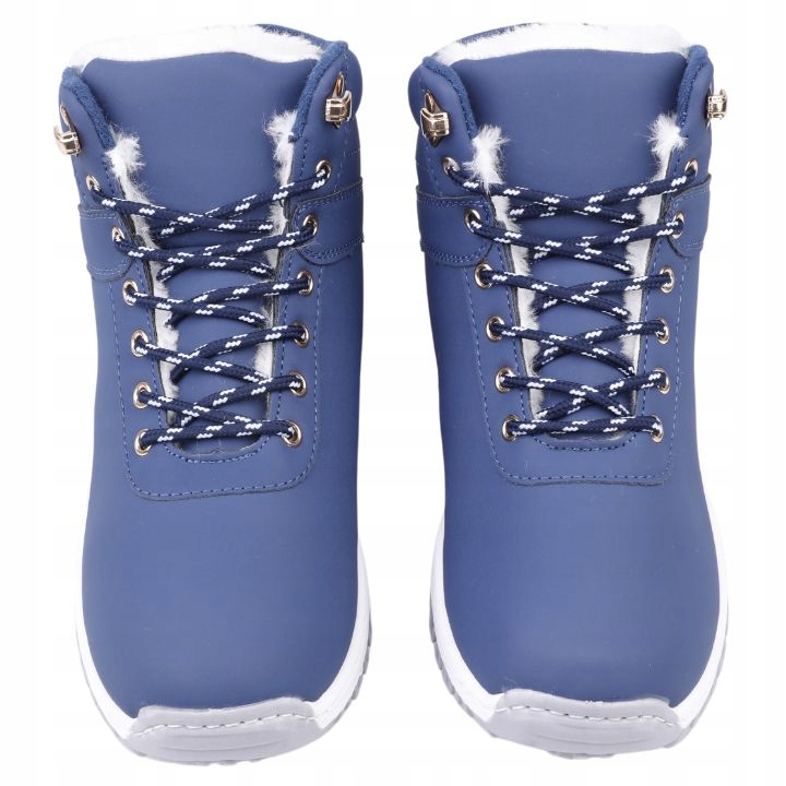 BUTY SPORTOWE DAMSKIE ZIMOWE MOCNO OCIEPLANE ŚNIEGOWCE TRAPERY GRANATOWE Rozmiar 36