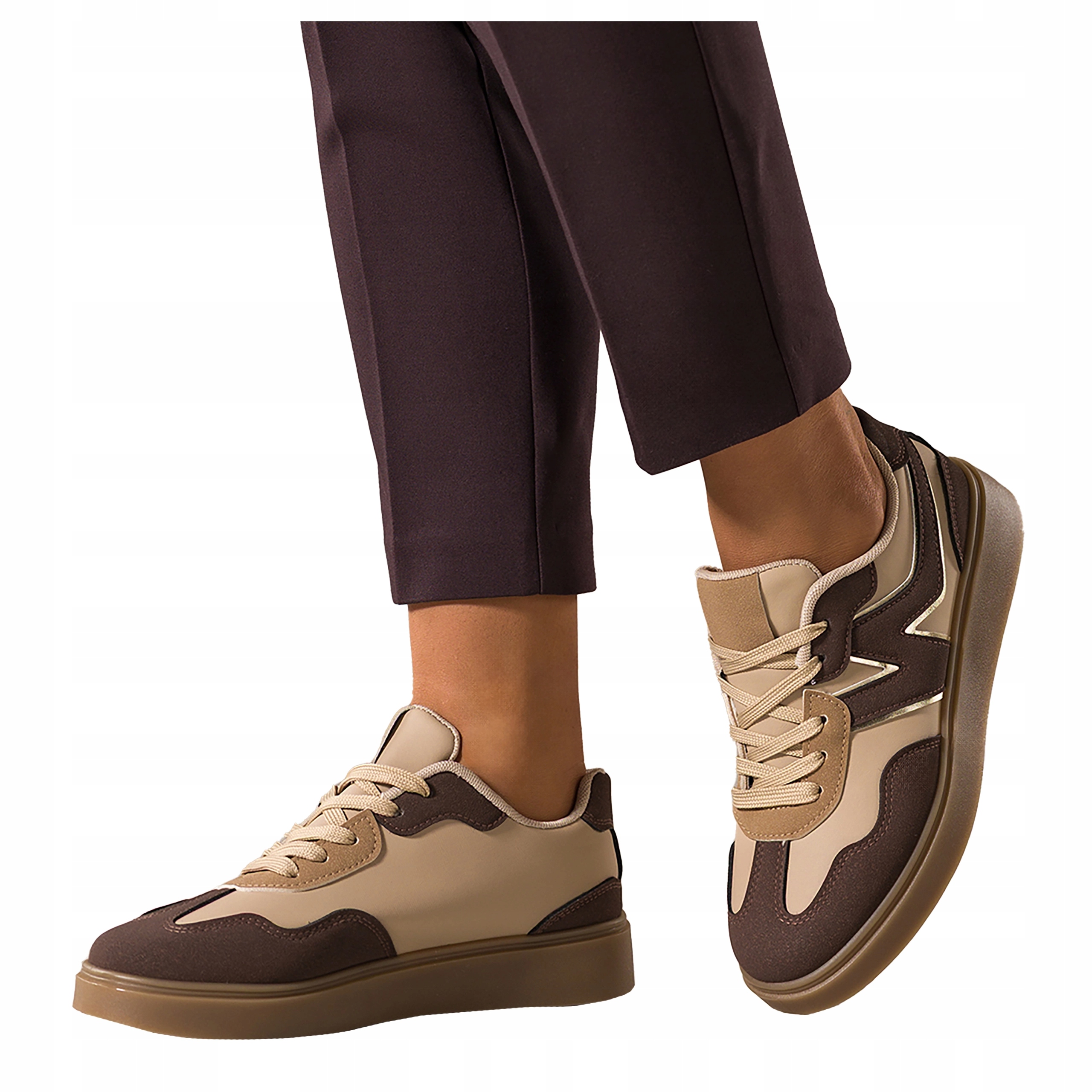 Čokoládové Tenisky Dámské Pohodlné Sportovní Platforma Šněrovací vel. 40