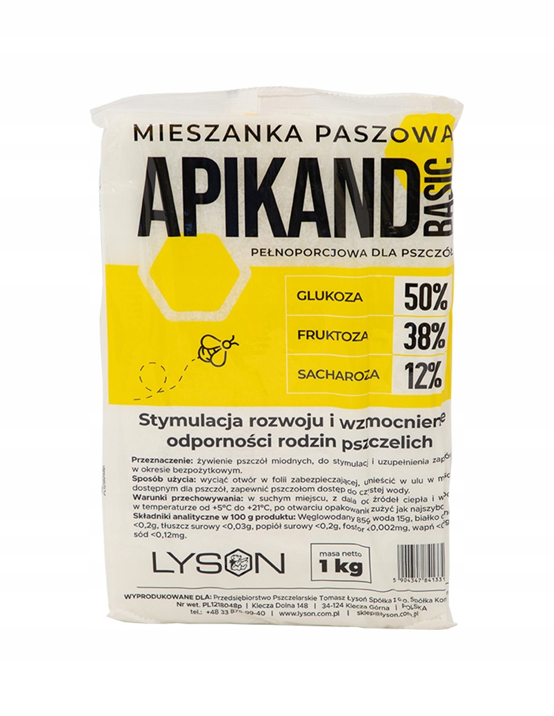 Apikand BASIC 1kg POKARM dla pszczół APIKAND Producent Łysoń