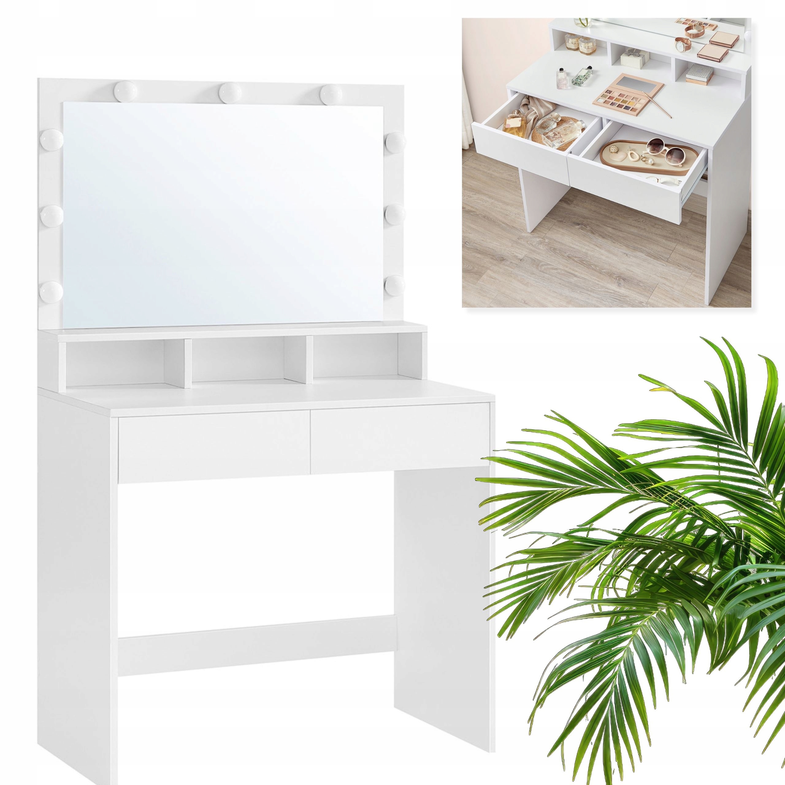 Toaletka kosmetyczna z lustrem Led biała styl nowoczesny 140x80x40 SU-115