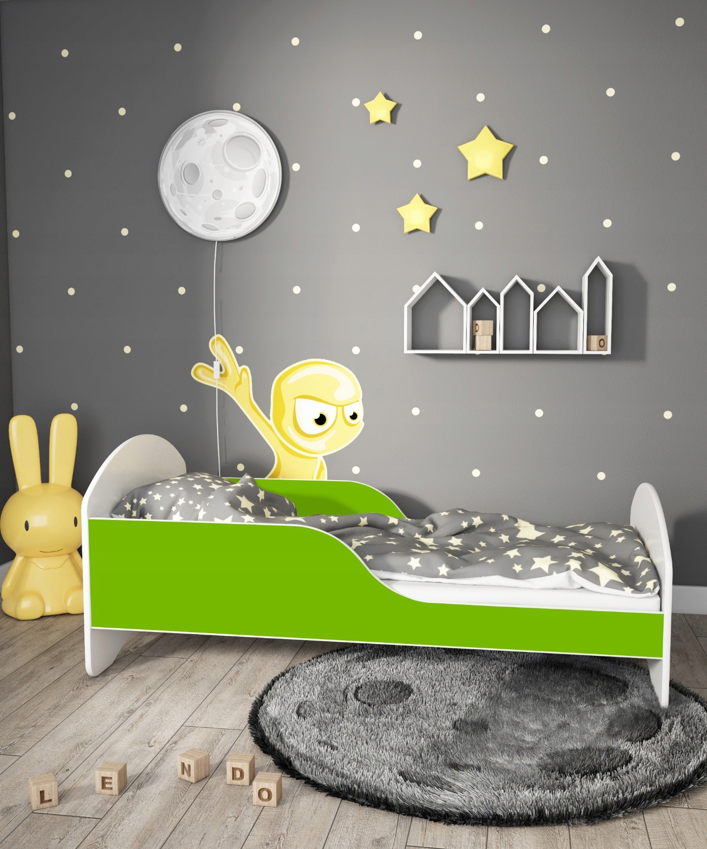 Łóżko dziecięce LEO2 140x70 biało-limonkowe Stan opakowania oryginalne