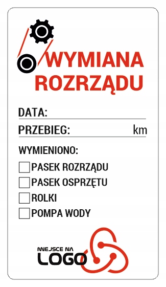 Naklejki serwisowe-warsztatowe "WYMIANA ROZRZĄDU"
