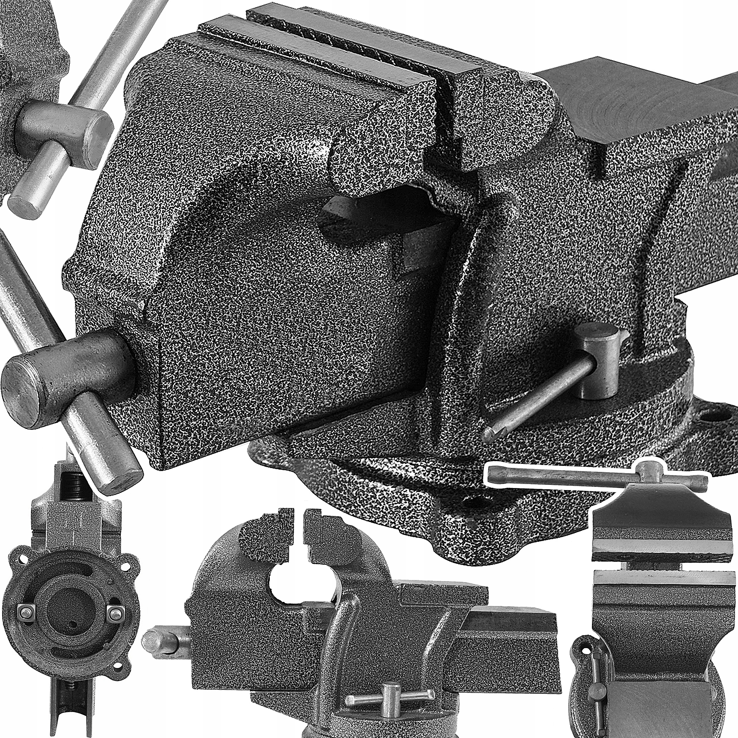 Mocne Imadło Ślusarskie Obrotowe Z Kowadłem Żeliwne 100mm Hartowana Stal