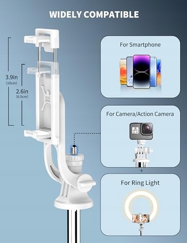 SELFIE STICK 180CM Z Pilotem Bezprzewodowym Do iPhone Samsung Huawei — miniatura 3